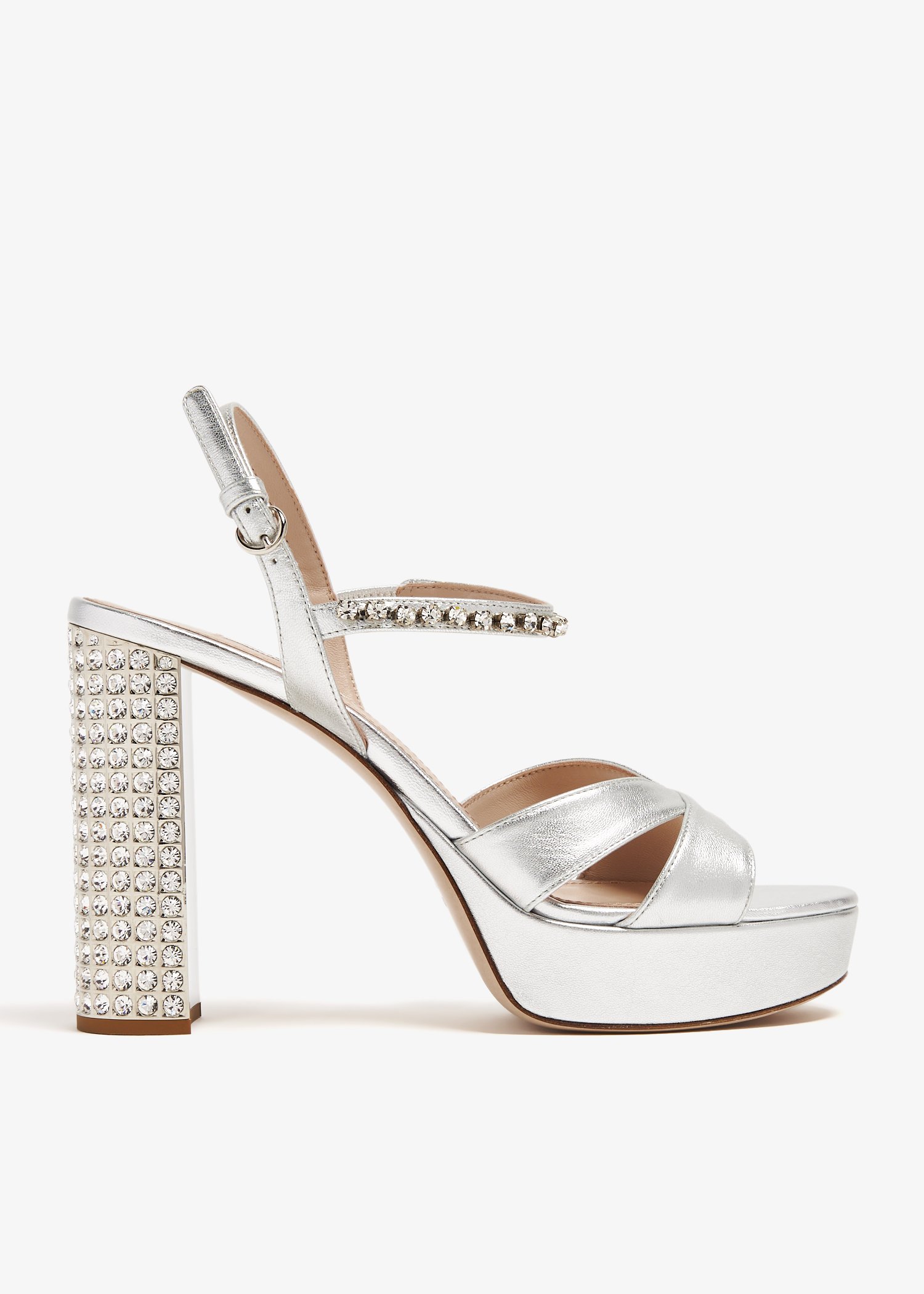 

Nappa leather platform sandals, Silver