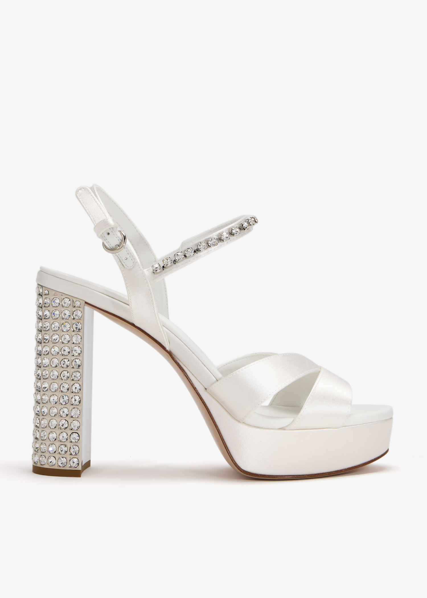 

Satin platform sandals, White