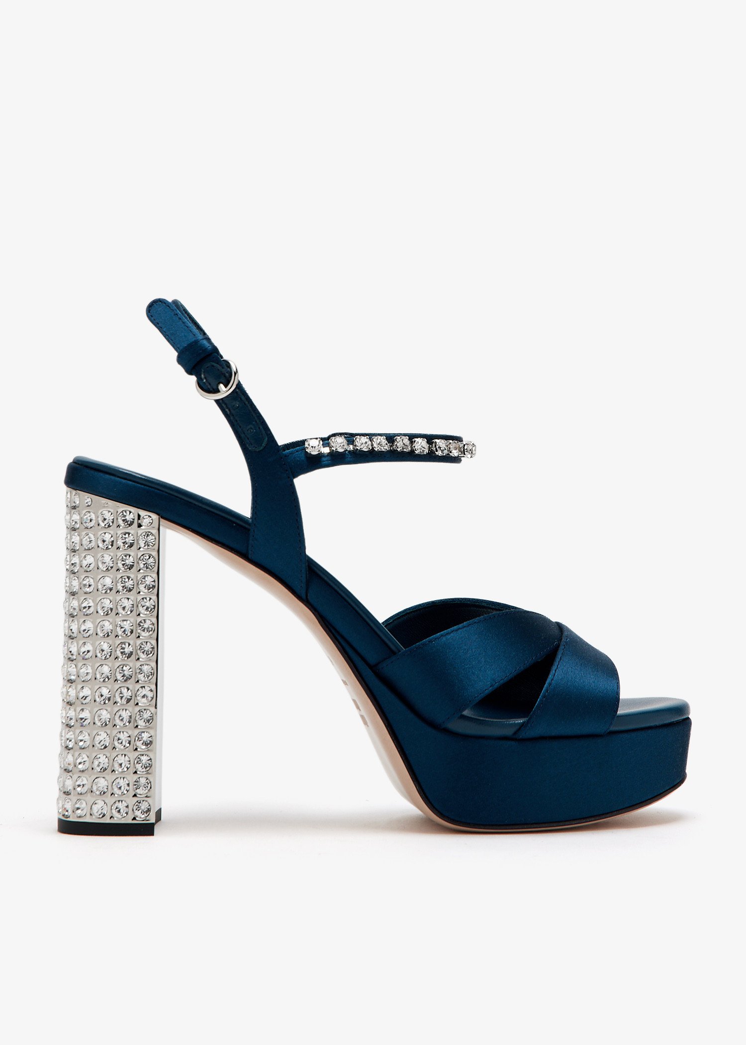 

Satin platform sandals, Blue
