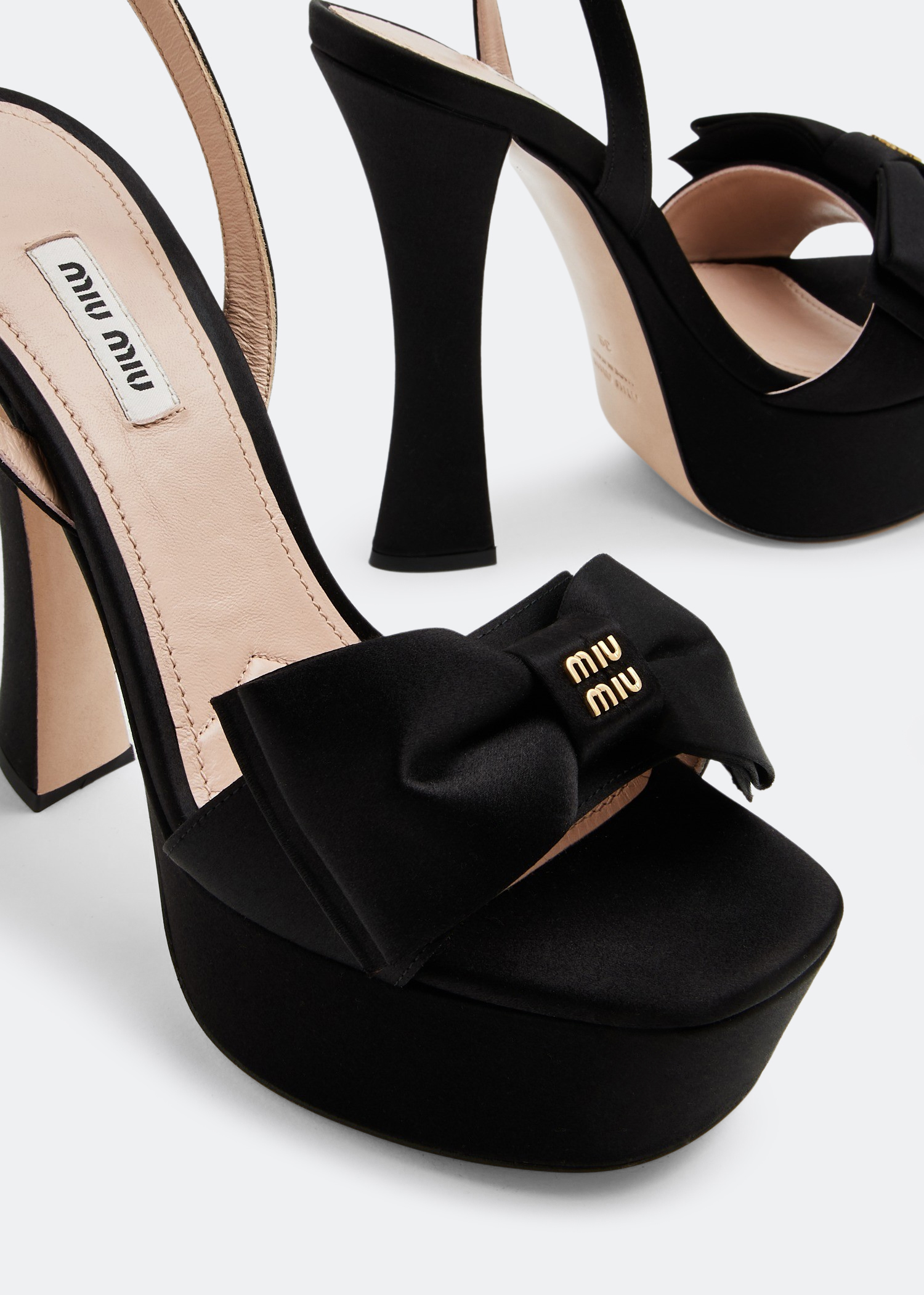 

Satin platform sandals, Black