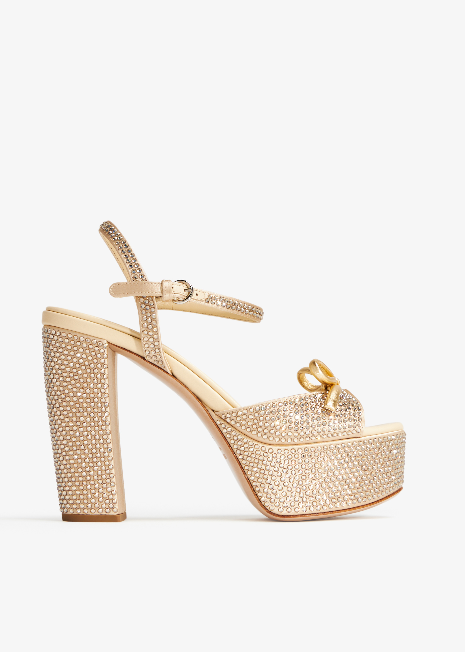 

Satin platform sandals, Gold