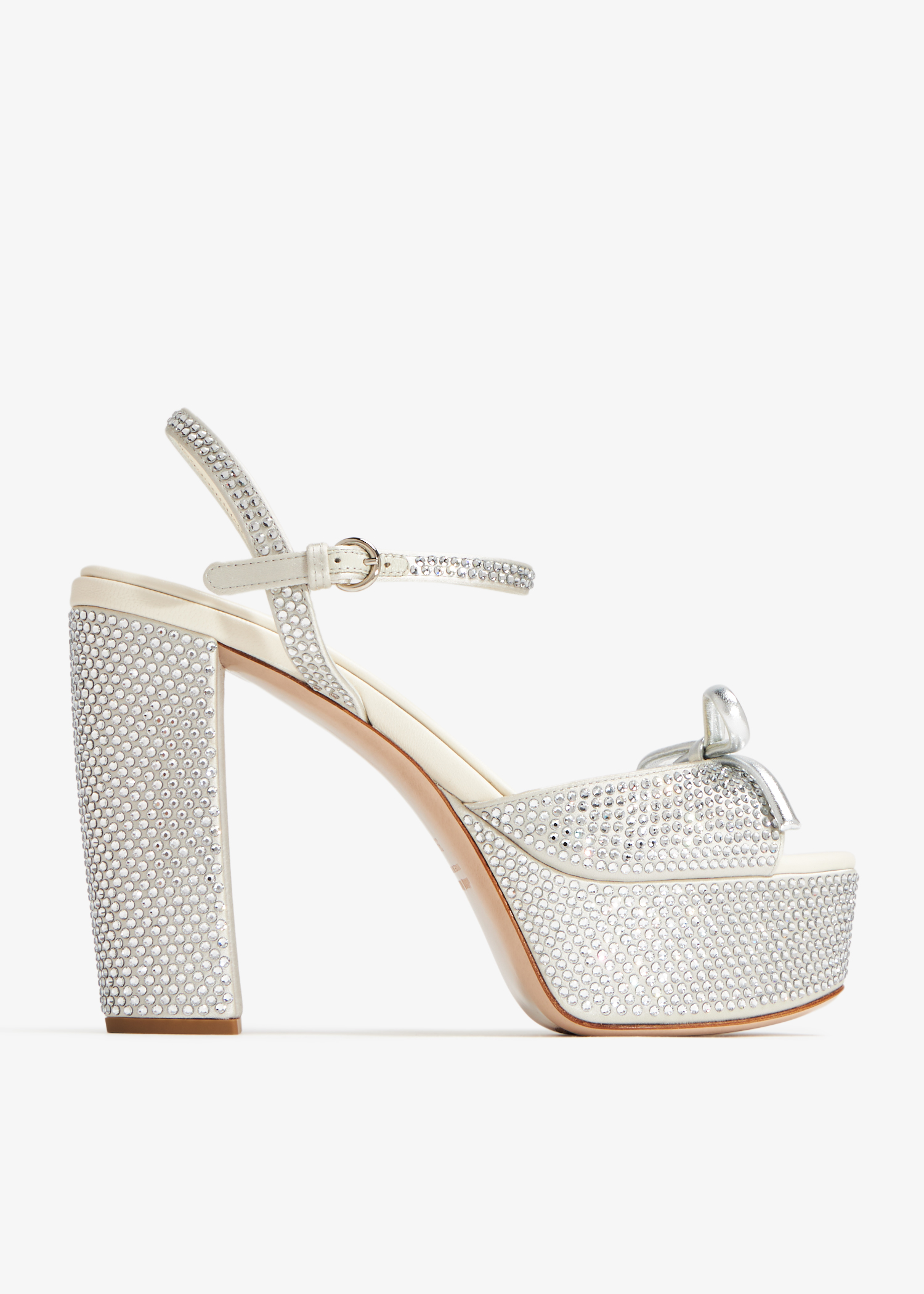 

Satin platform sandals, Silver