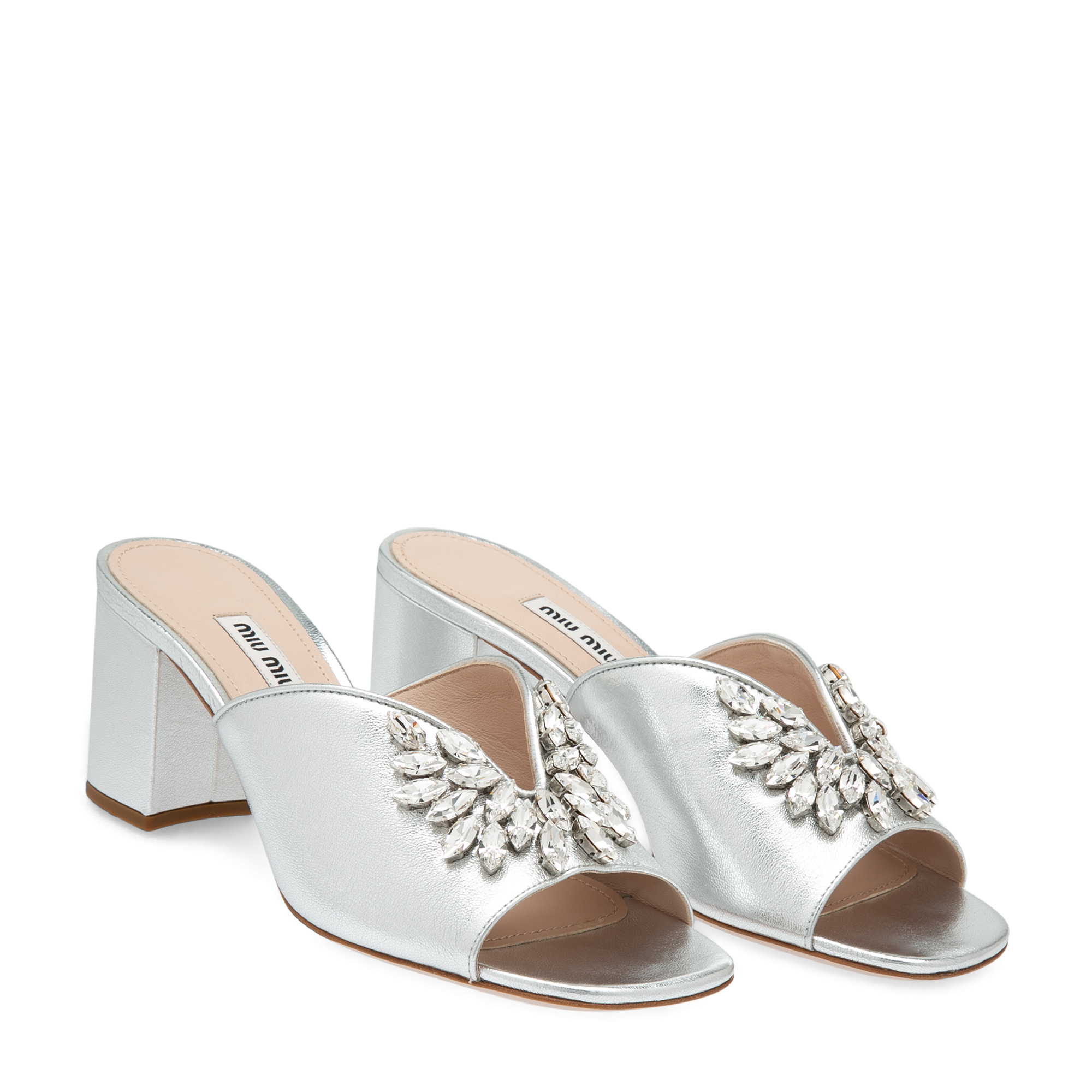 

Crystal-embellished mules, Silver