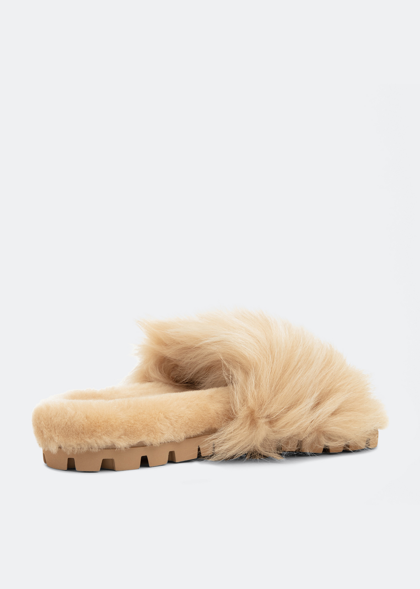 

Shearling slides, Beige