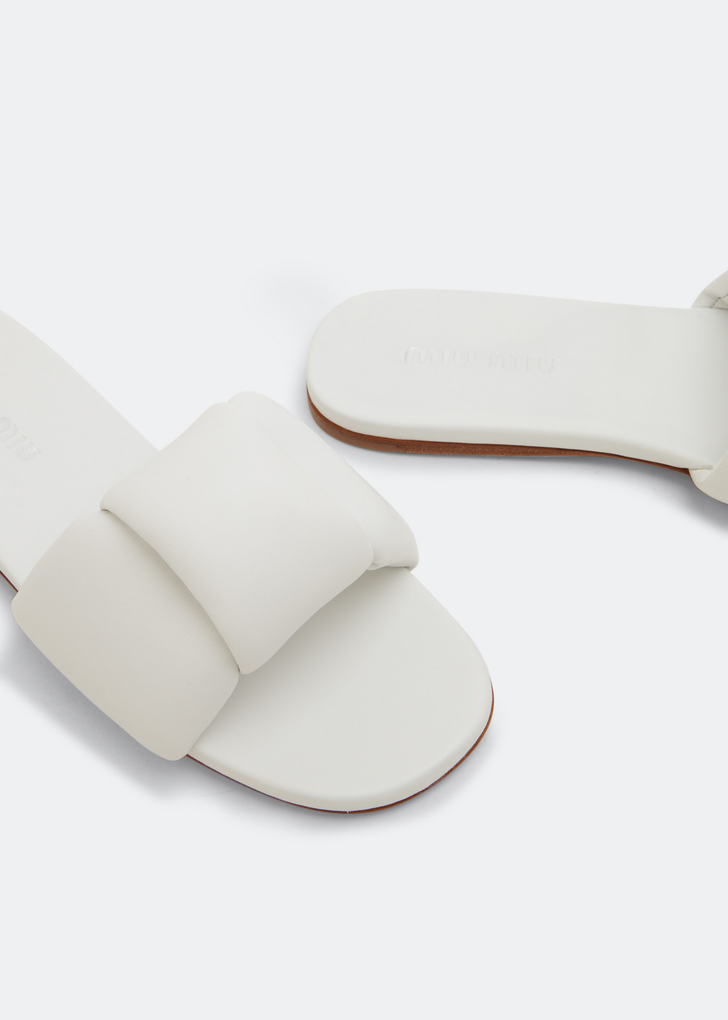 

Puffy nappa leather slides, White