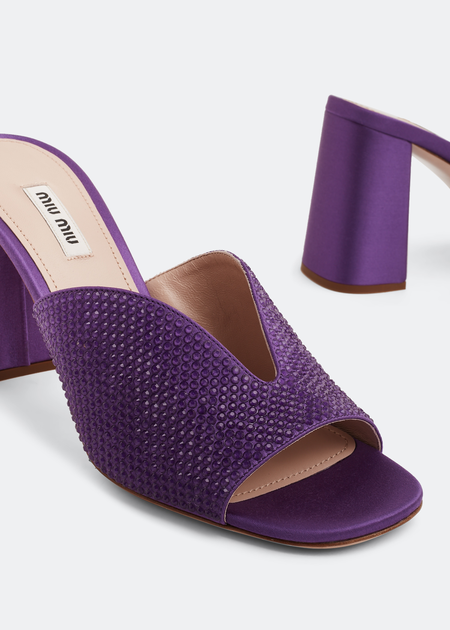 

Crystal satin sandals, Purple