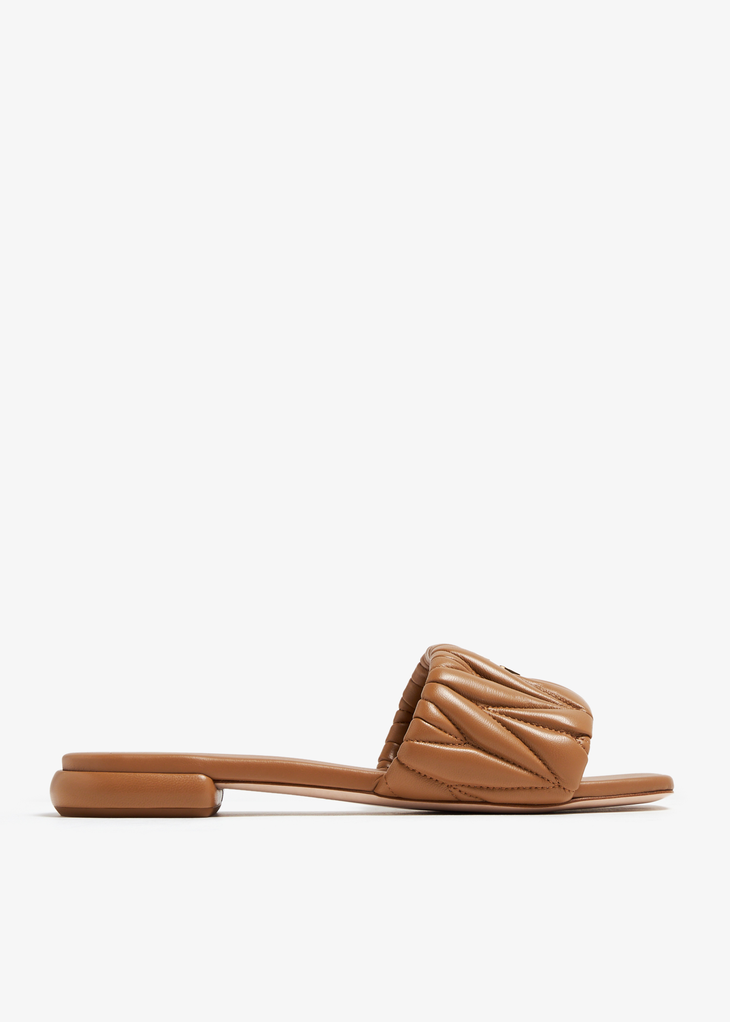 

Matelassé leather slide sandals, Brown