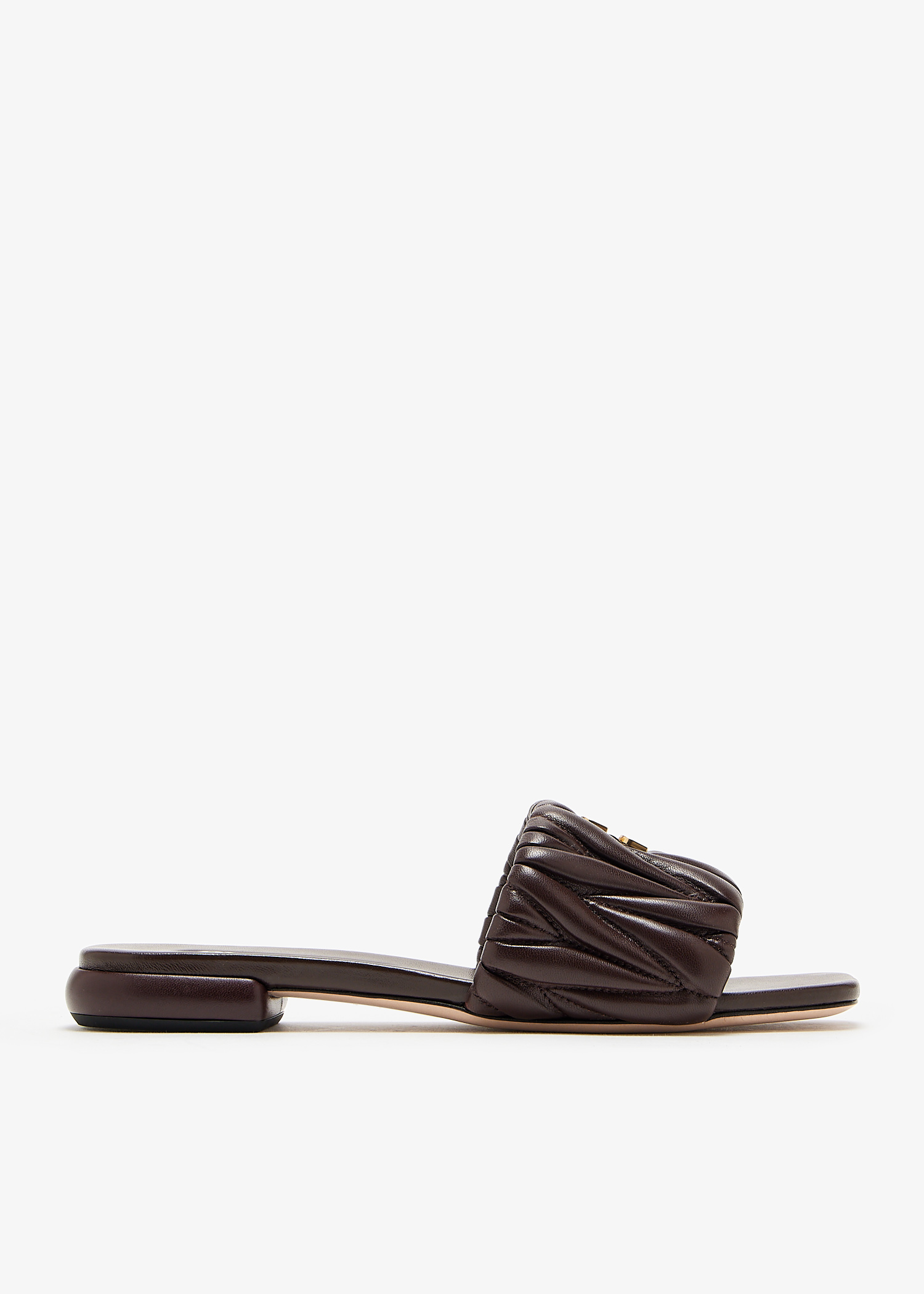 

Matelassé nappa leather slide sandals, Brown