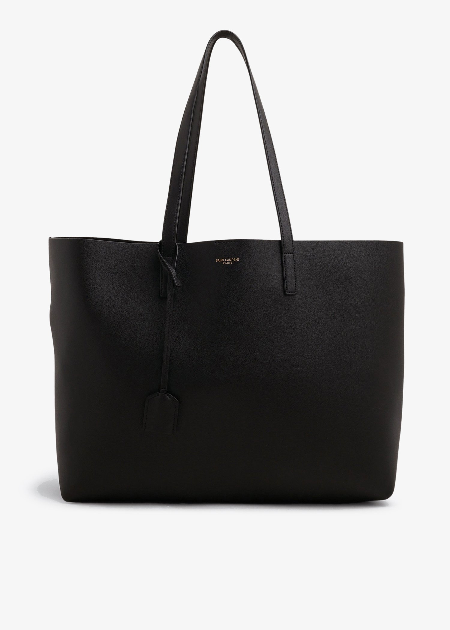 

Leather shopping tote bag, Black