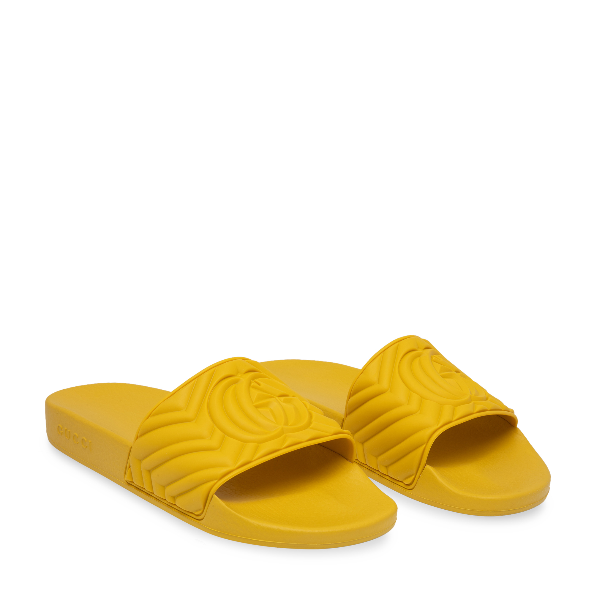 

Matelassé rubber slides, Yellow