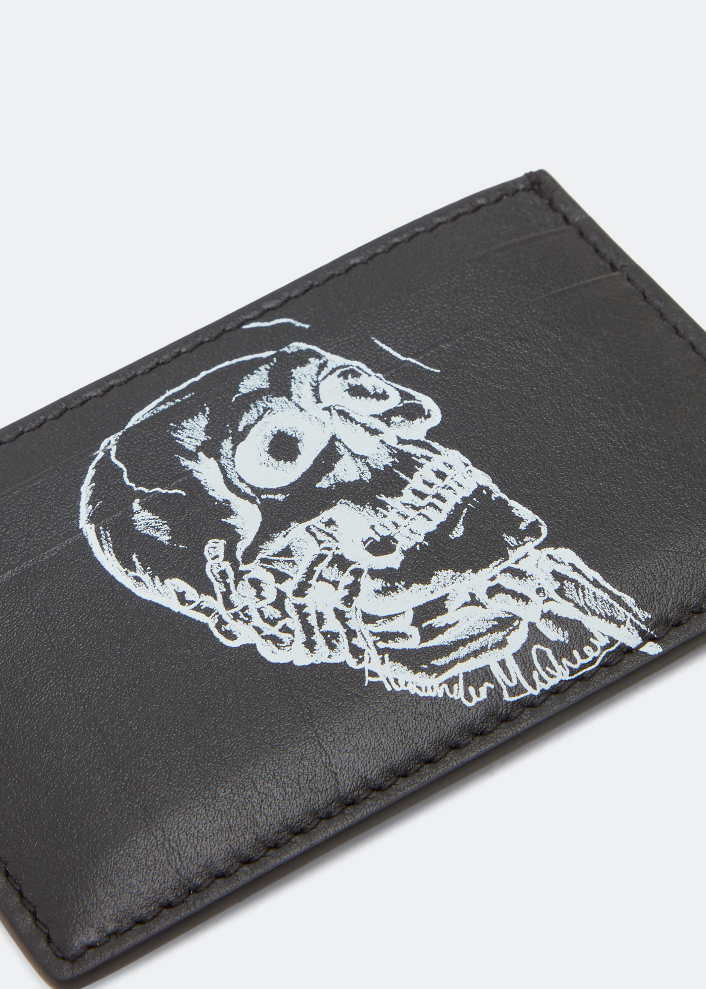 

Skull leather card holder, Black