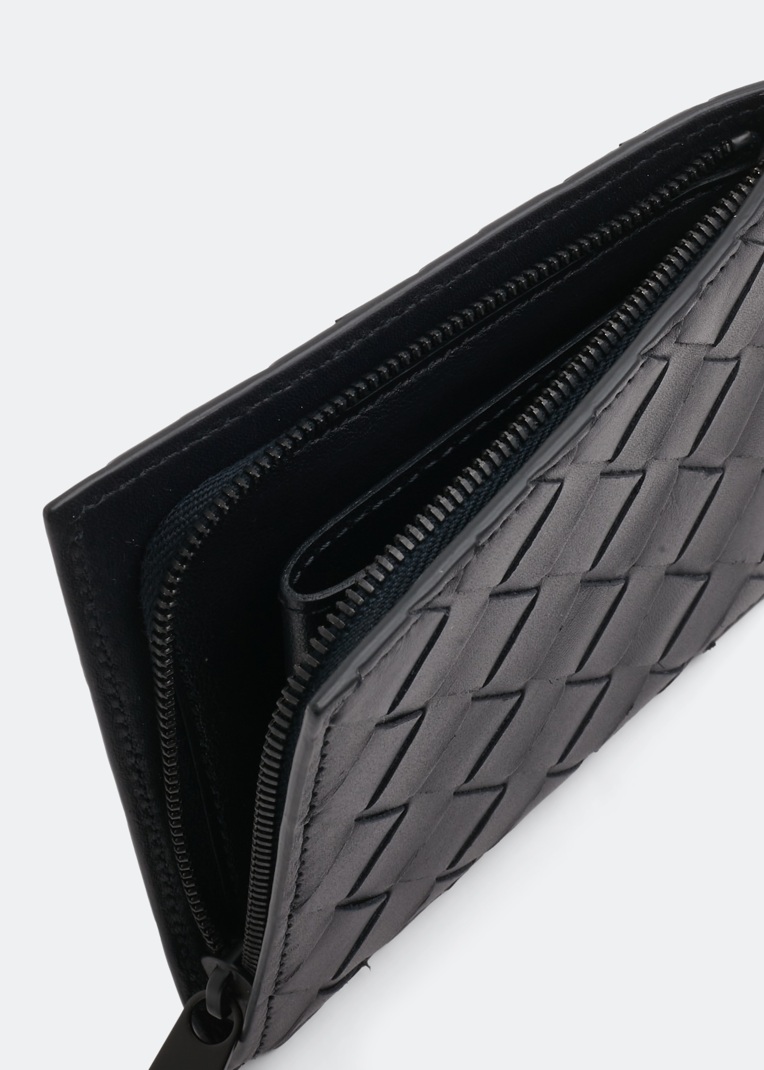 

Intrecciato zip-around wallet, Blue