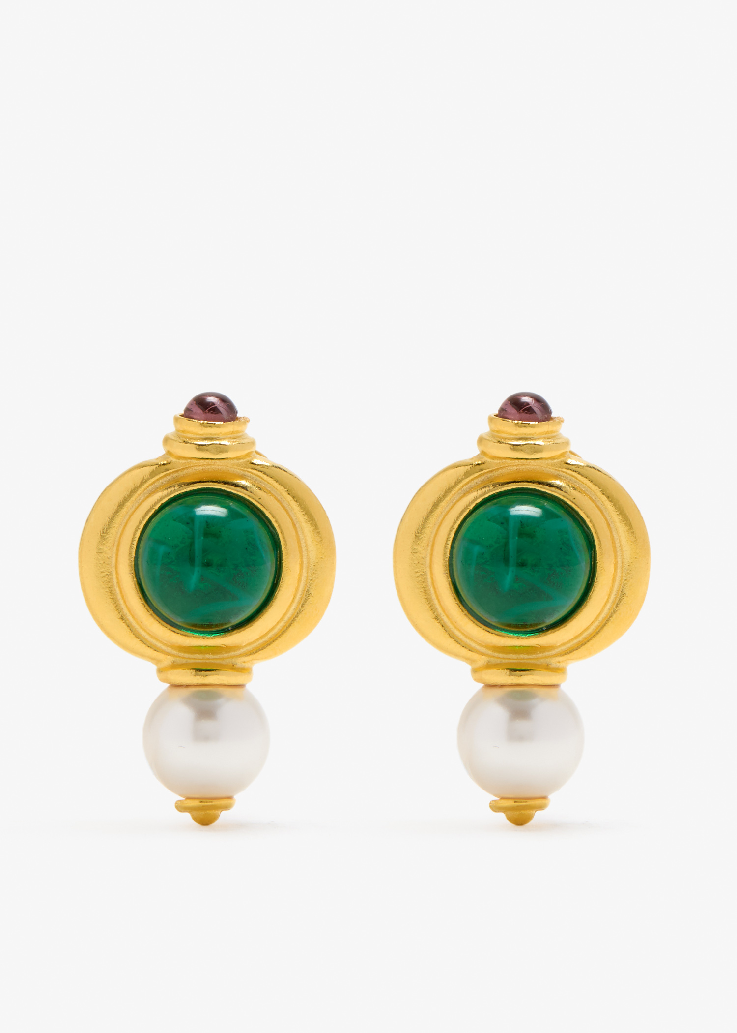 

Glass stone earrings, Gold