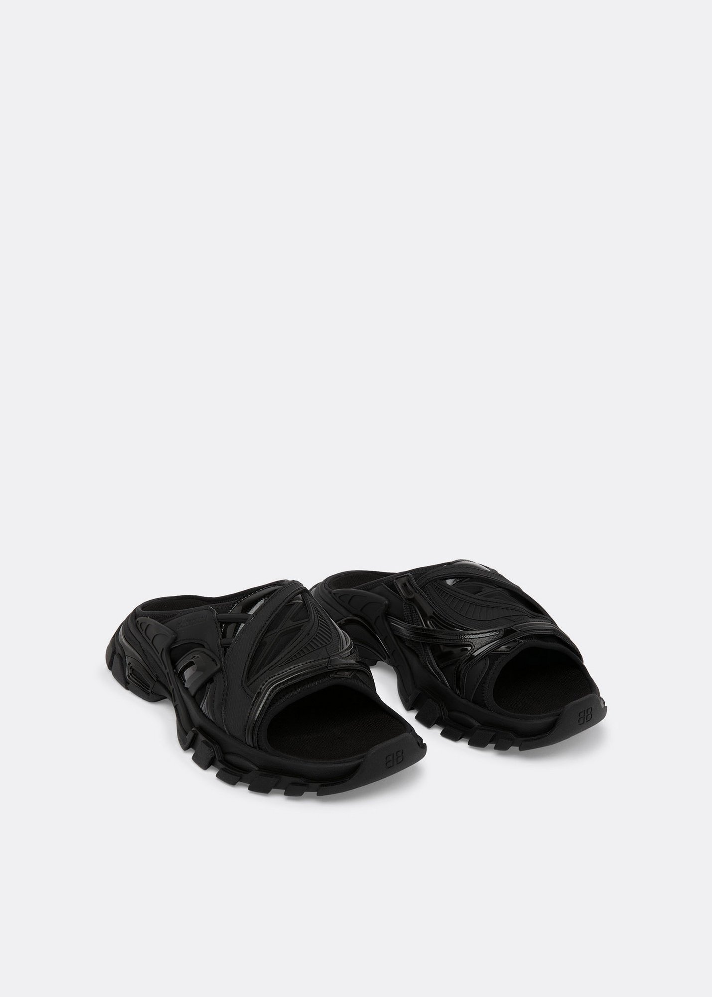 

Track slide sandals, Black