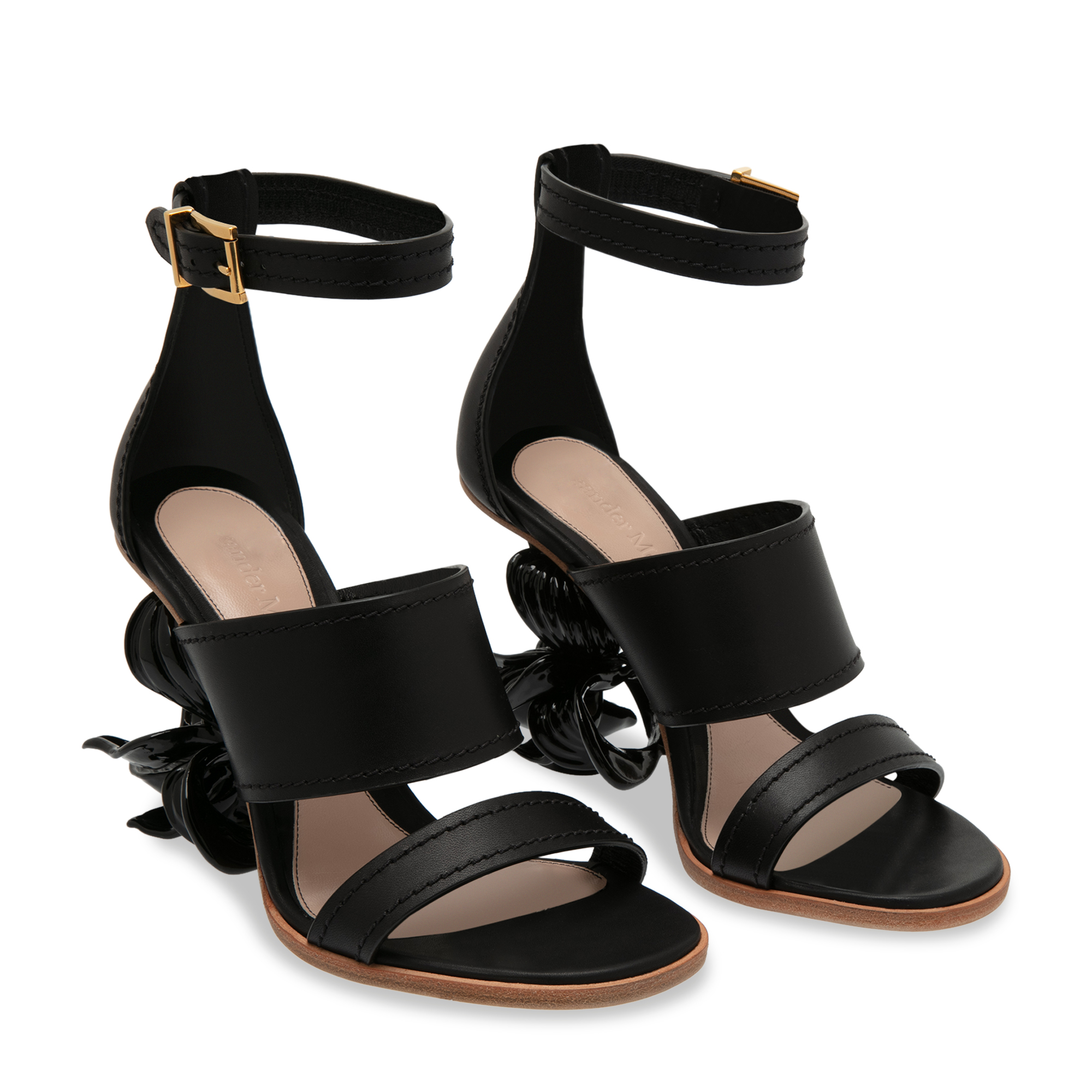 

Flower wedge sandal, Black