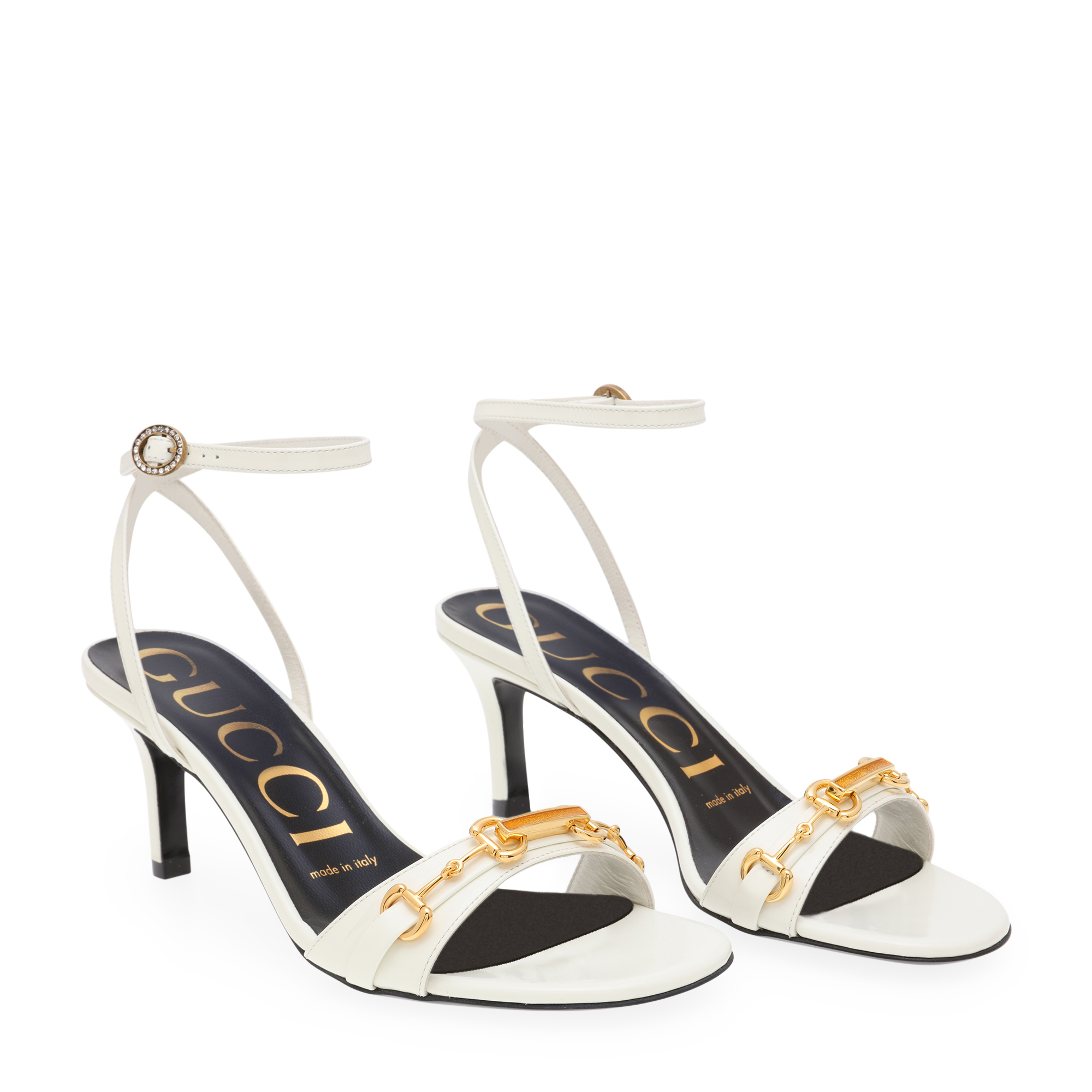 

Horsebit mid-heel sandals, White