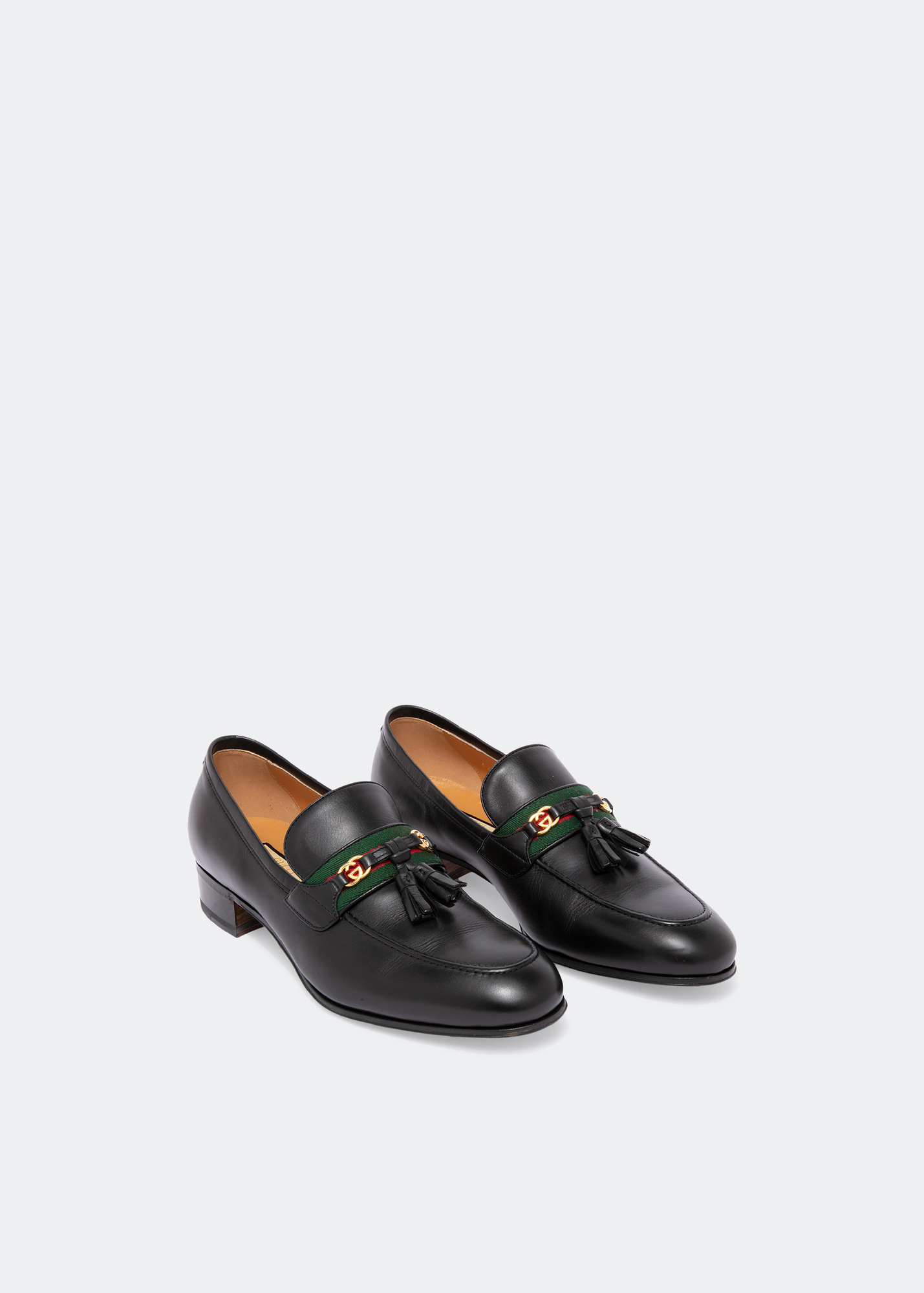 

Web leather loafers, Black