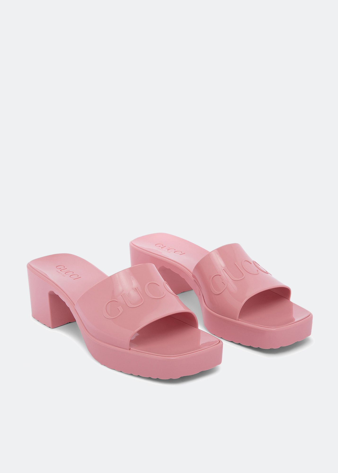 

Logo-embossed rubber mules, Pink