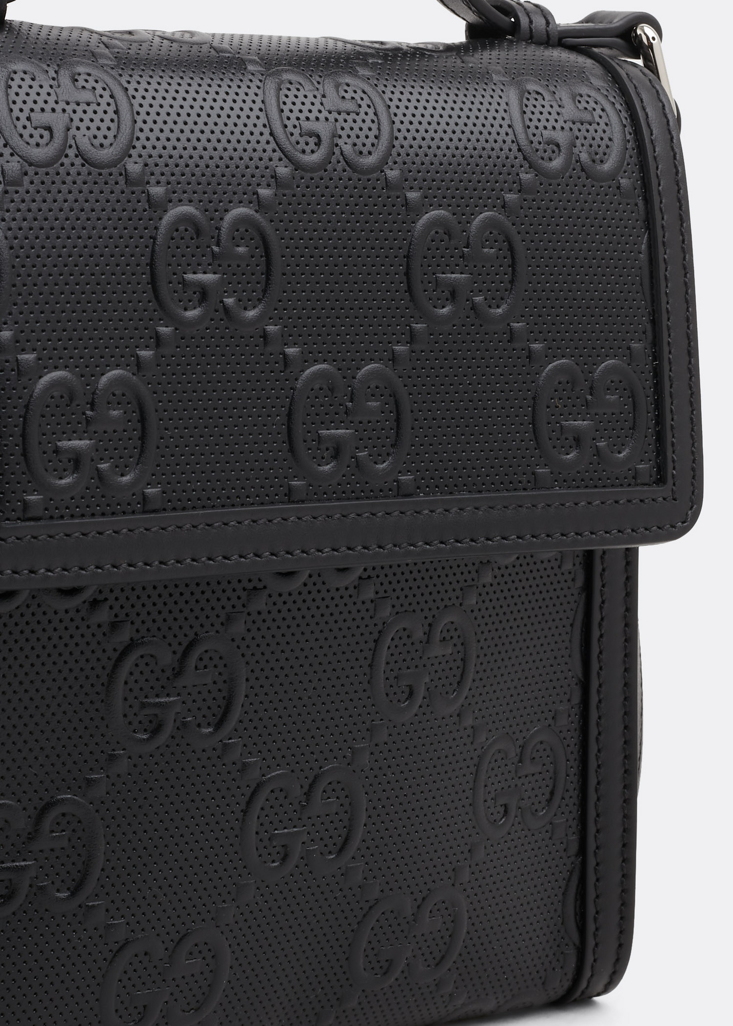 

GG embossed messenger bag, Black