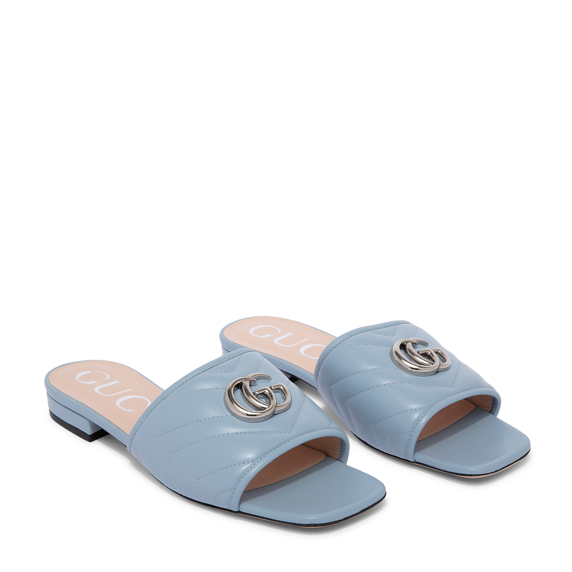 

GG leather flat sandals, Blue