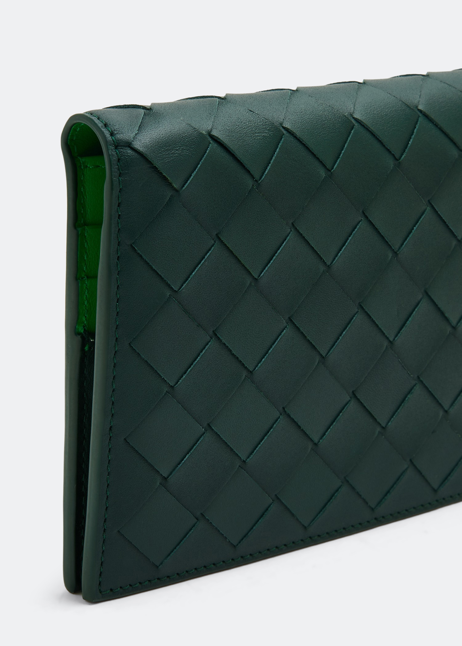 

Intrecciato leather wallet, Green