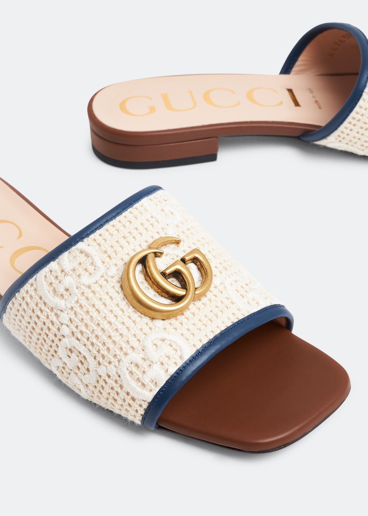 

Double G slide sandals, White