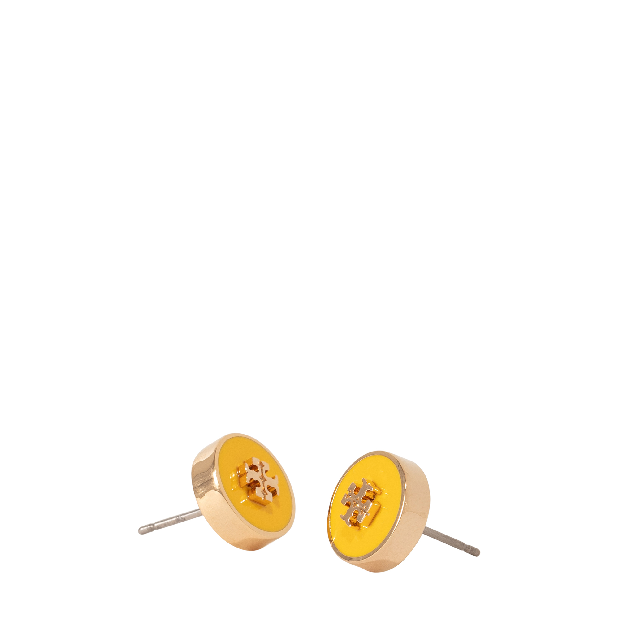 

Kira enamel circle stud earrings, Gold