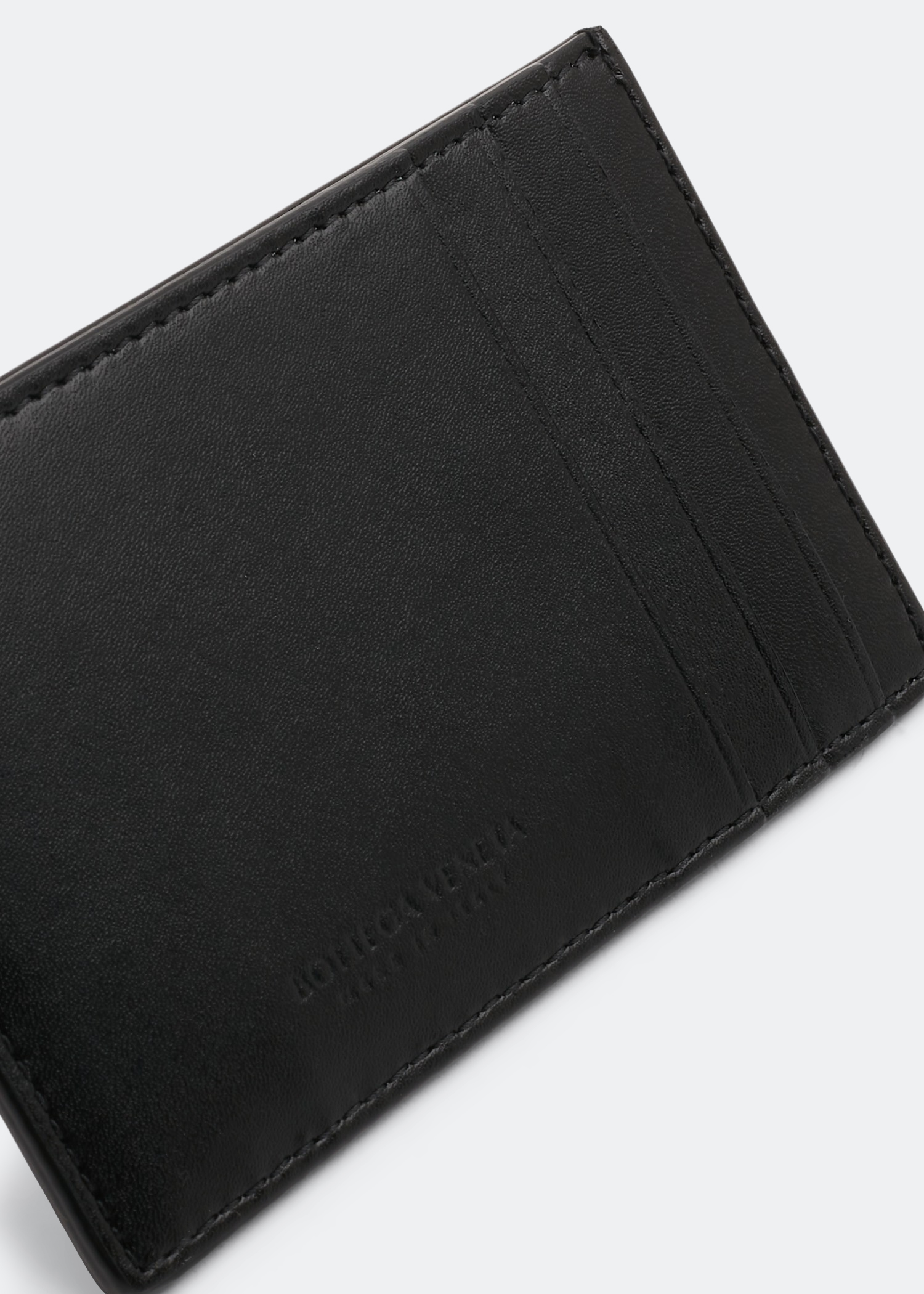 

Intrecciato leather card case, Black