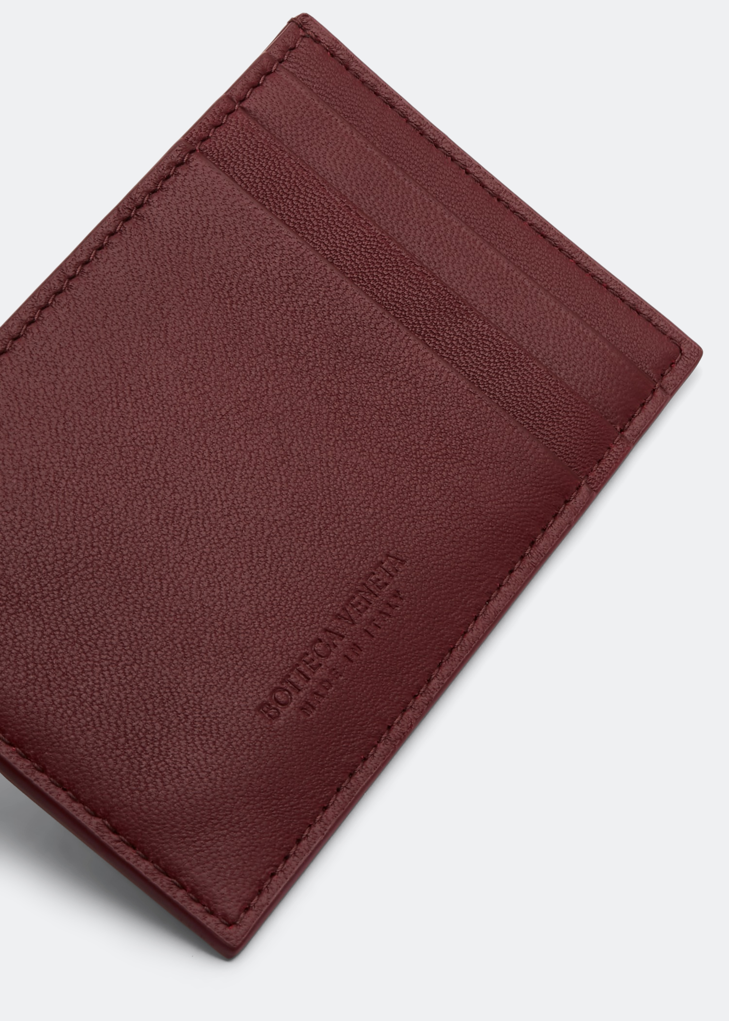 

Intrecciato leather card holder, Burgundy