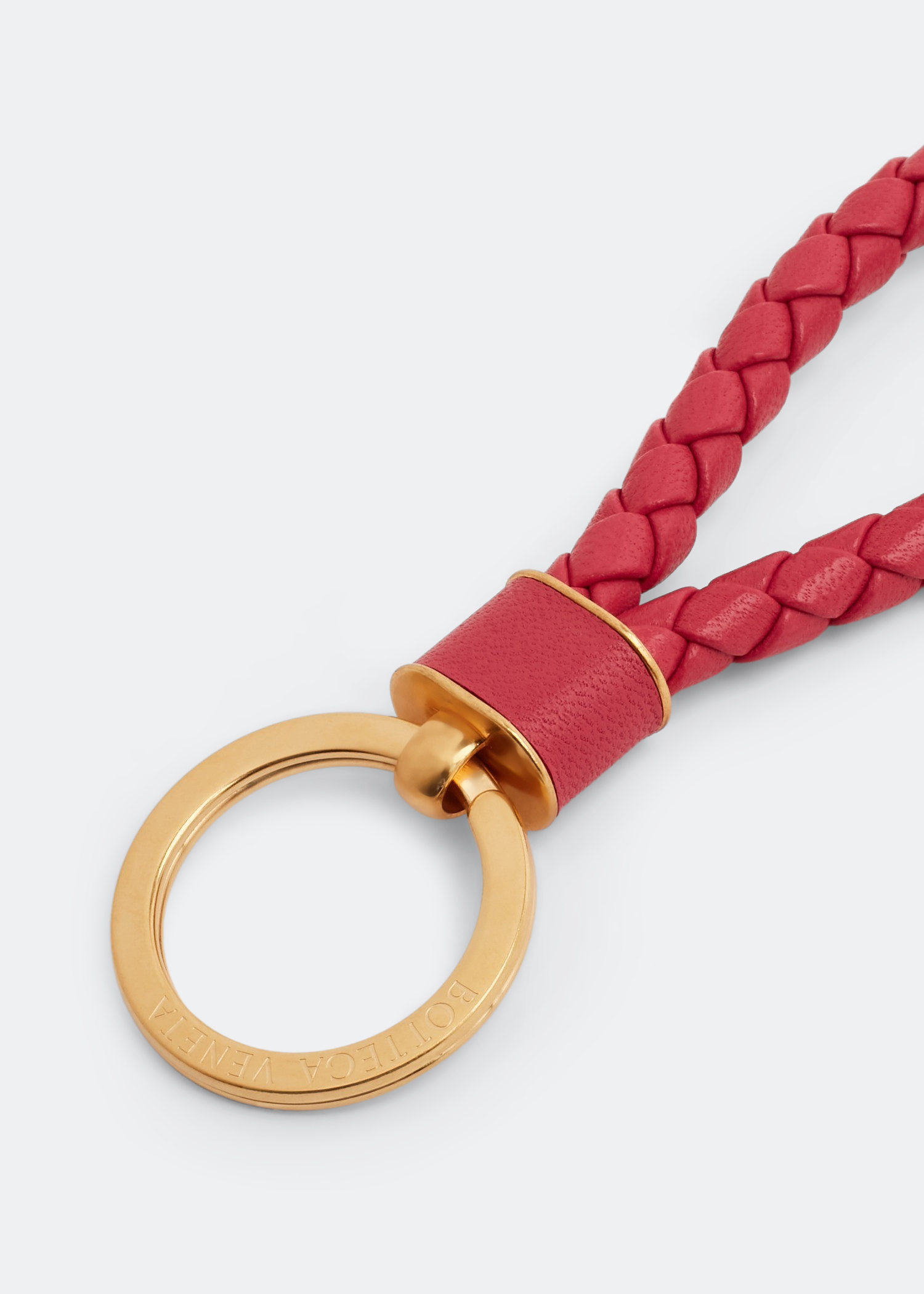 

Intrecciato-woven leather keyring, Pink