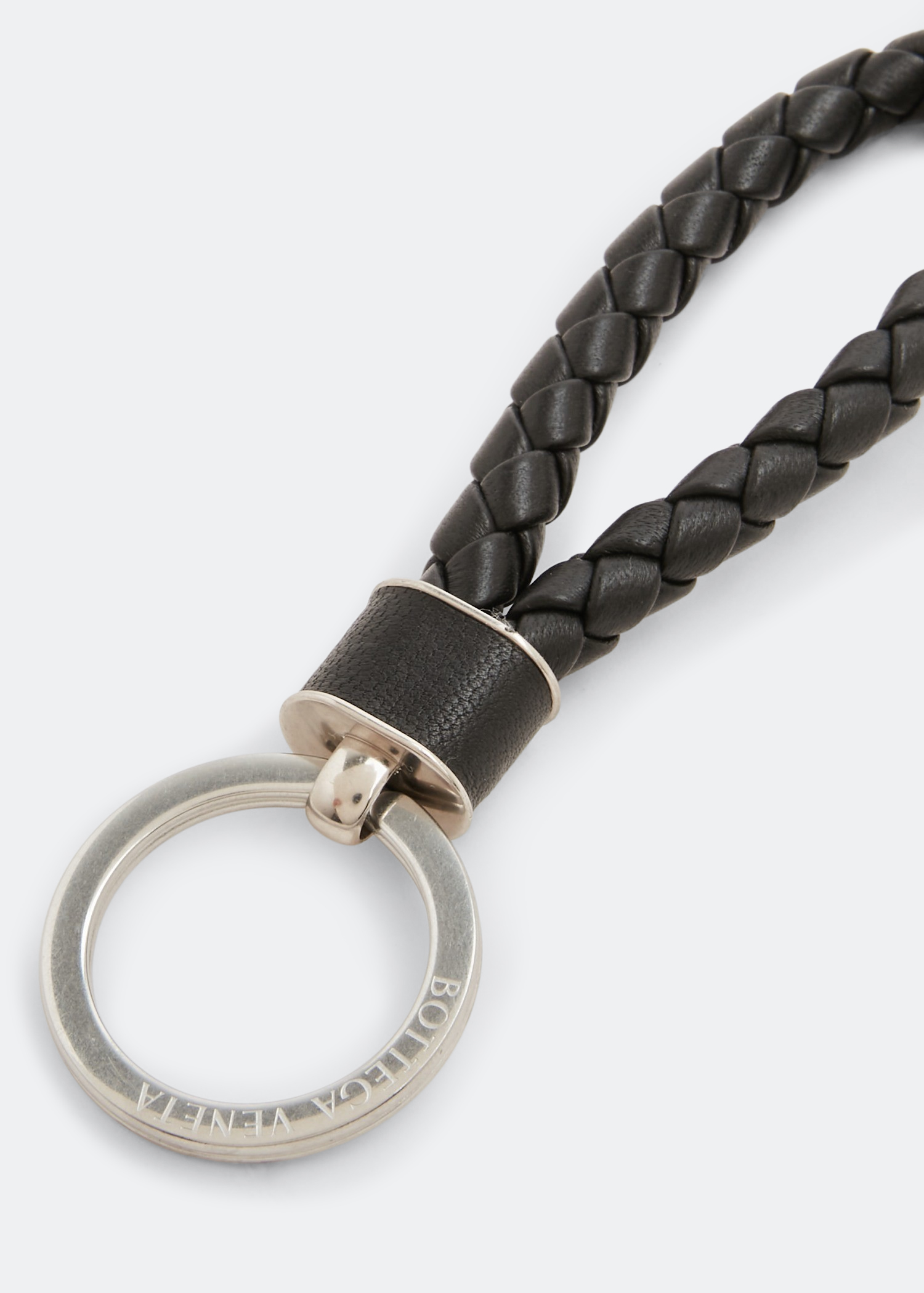 

Intrecciato-woven leather keyring, Black