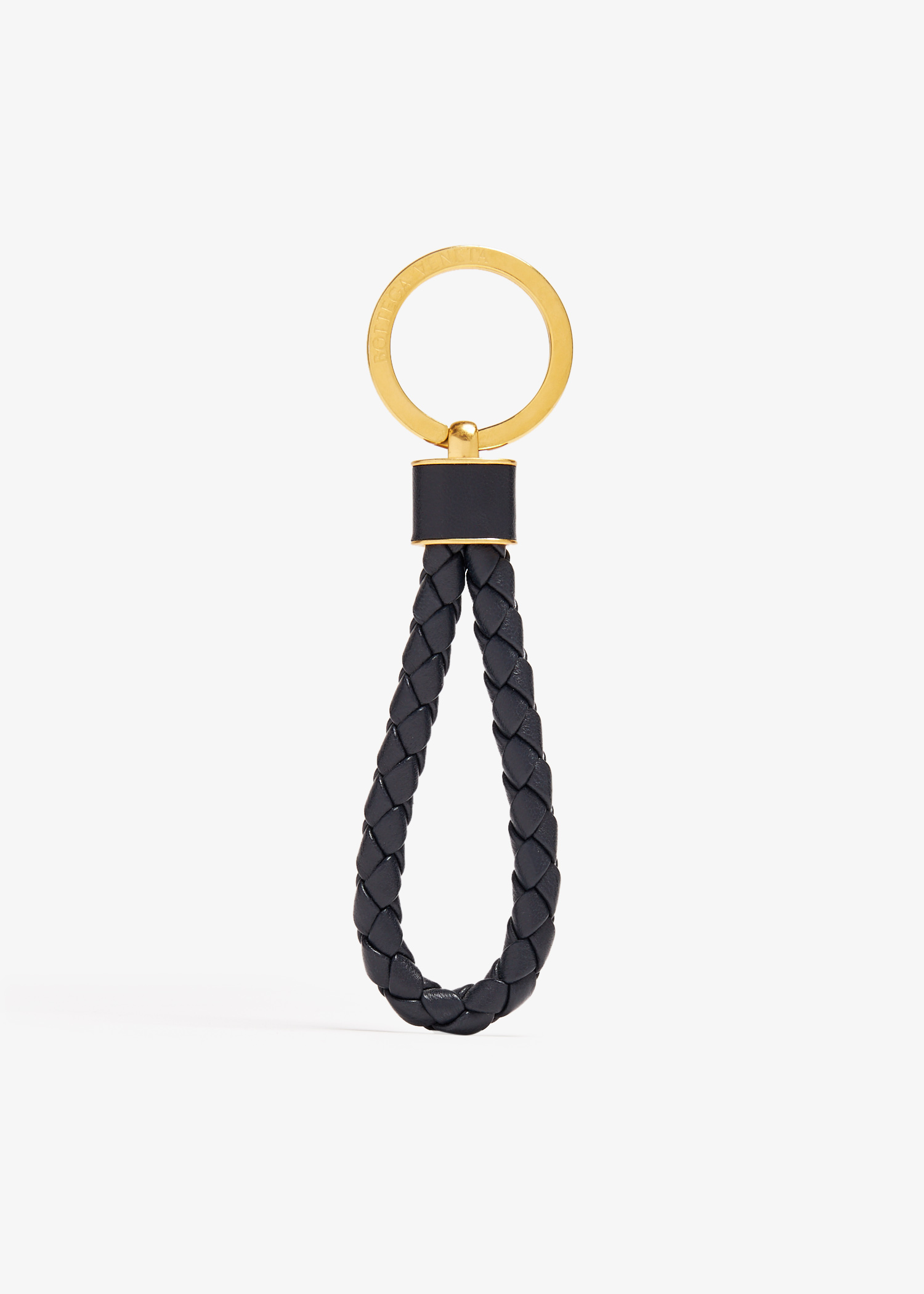 

Intrecciato-woven leather keyring, Blue