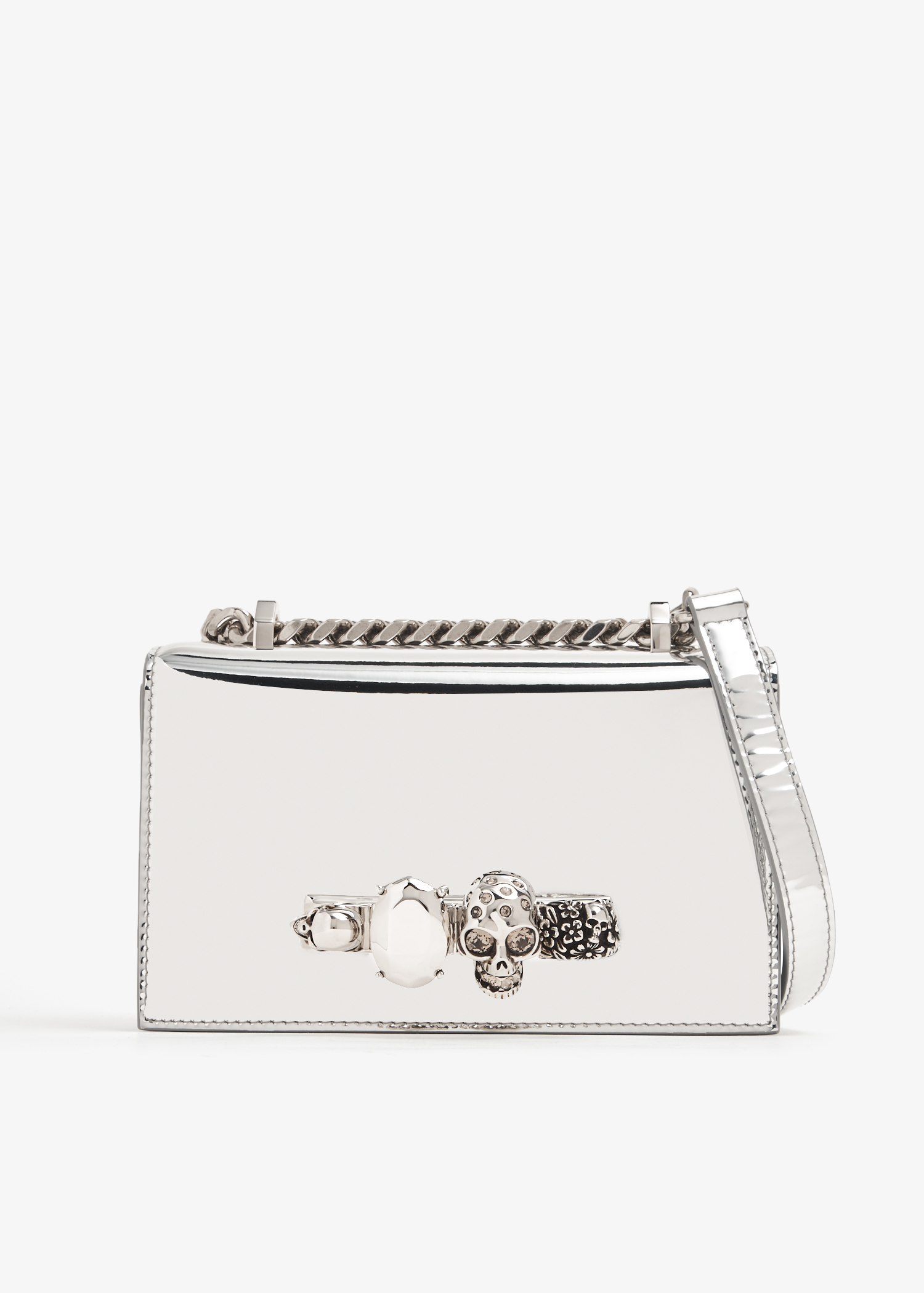 

Mini jewelled satchel, Silver