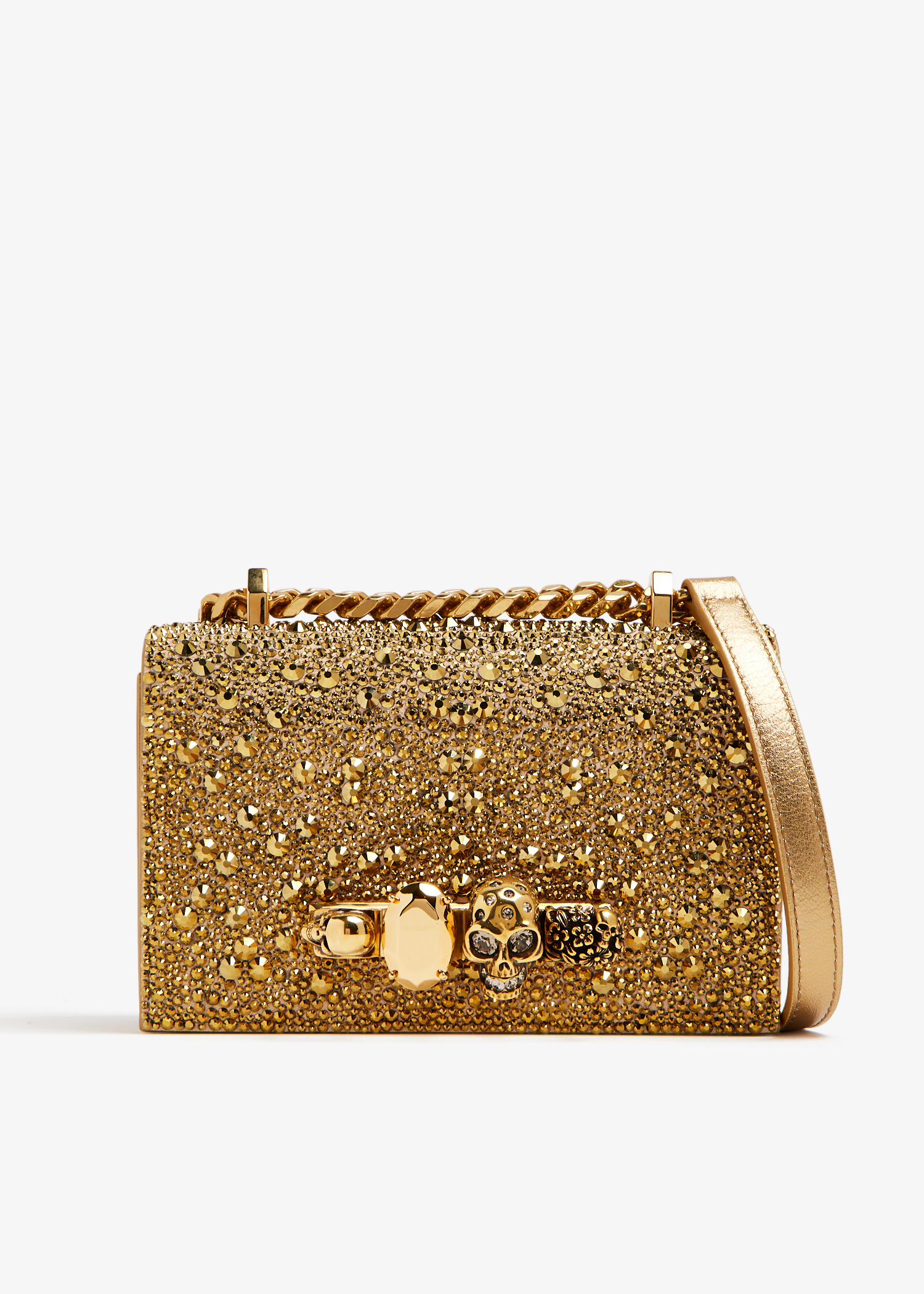 

Mini jewelled satchel, Gold