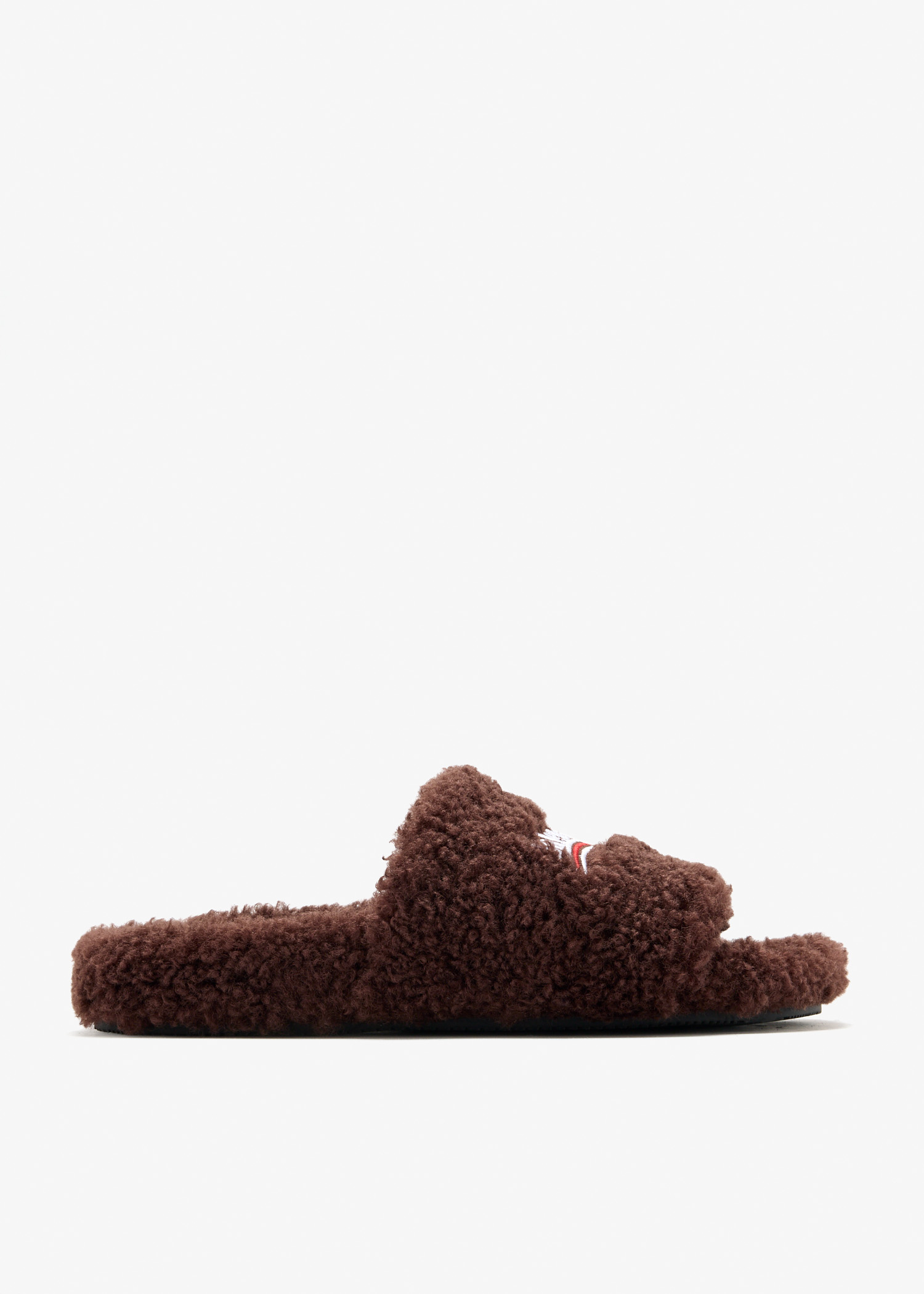 

Furry slide sandals, Brown