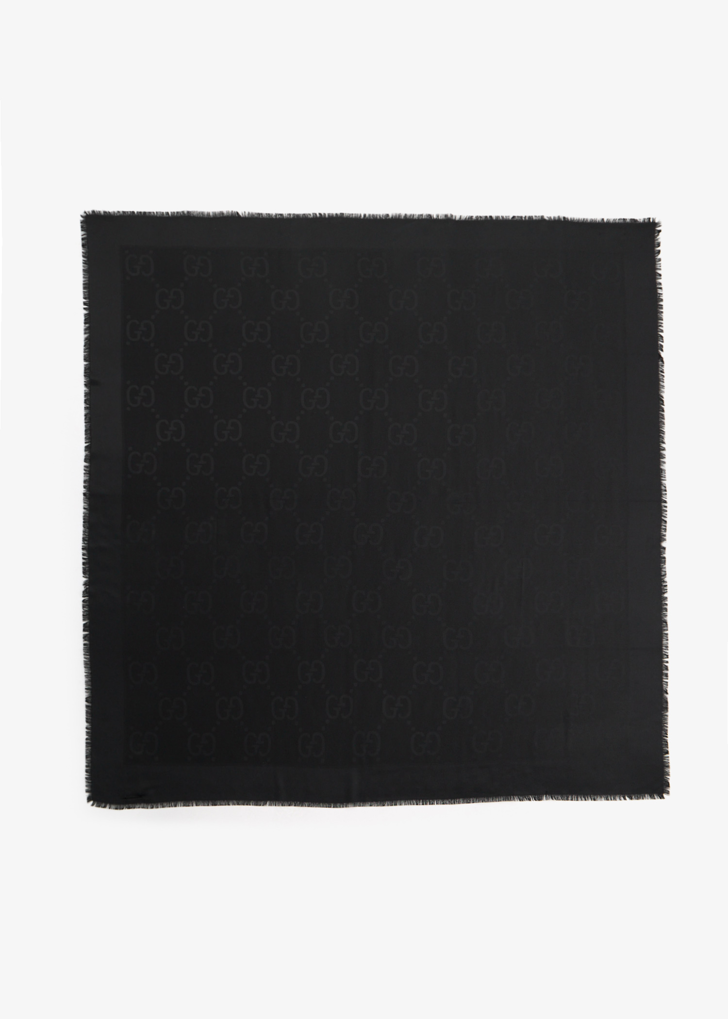 

GG wool silk jacquard shawl, Black