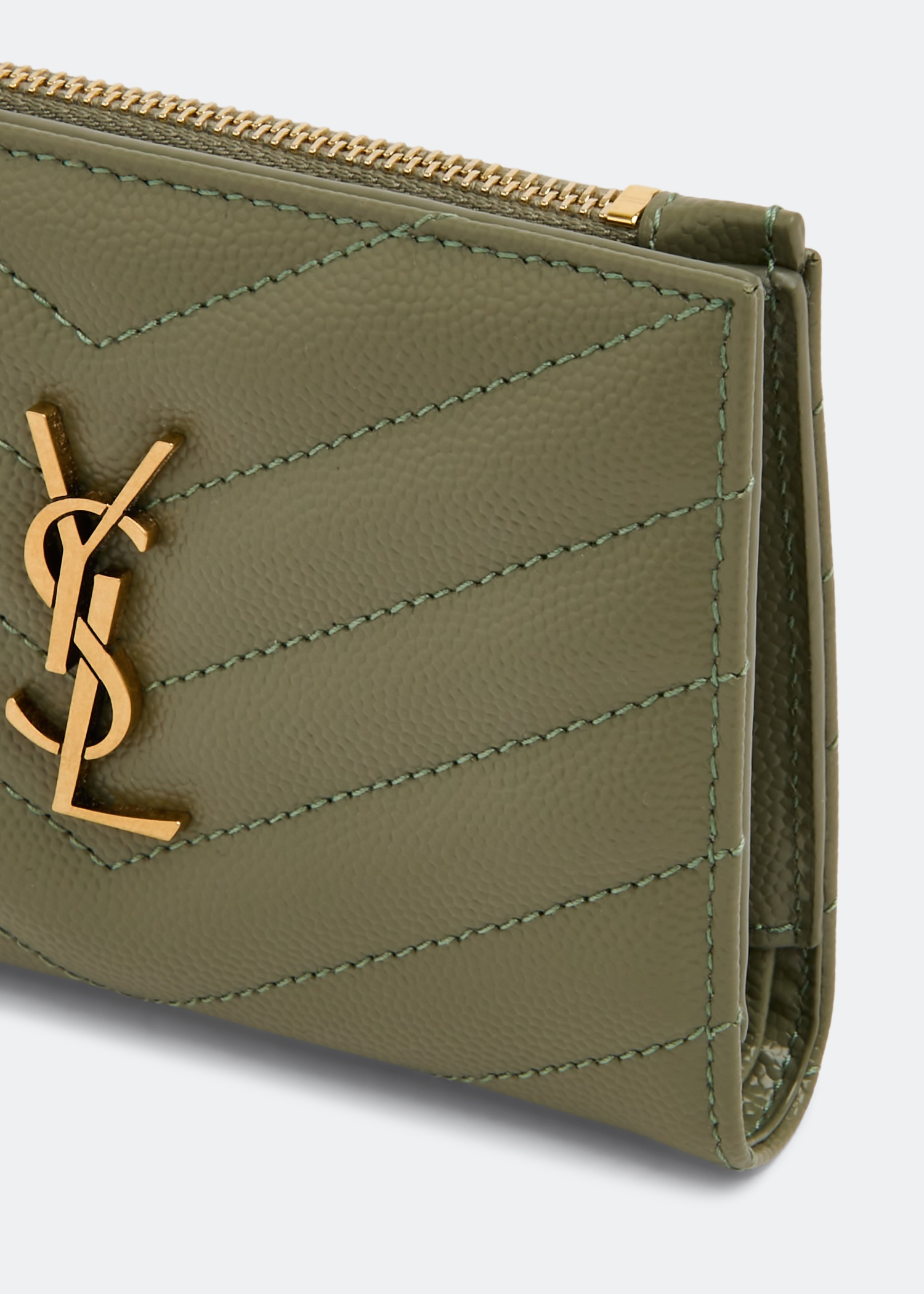 

Monogramme bi-fold zipped fragment wallet, Green