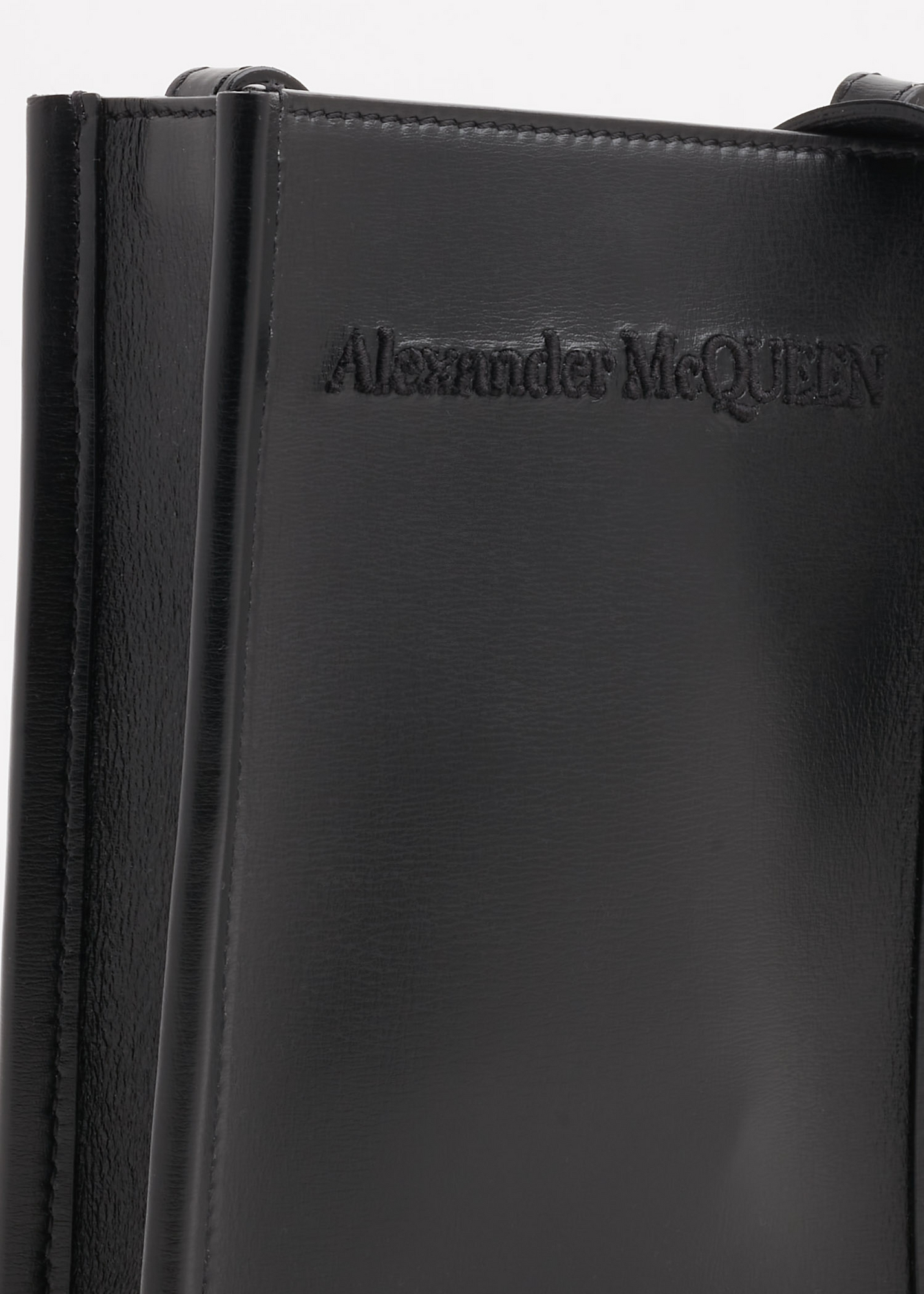 

Leather mini messenger bag, Black