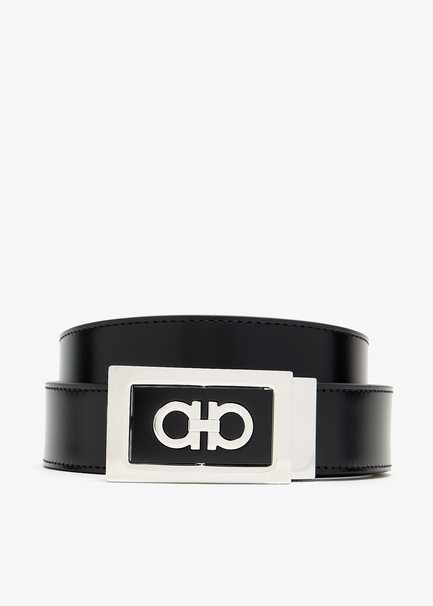 

Gancini logo buckle belt, Black