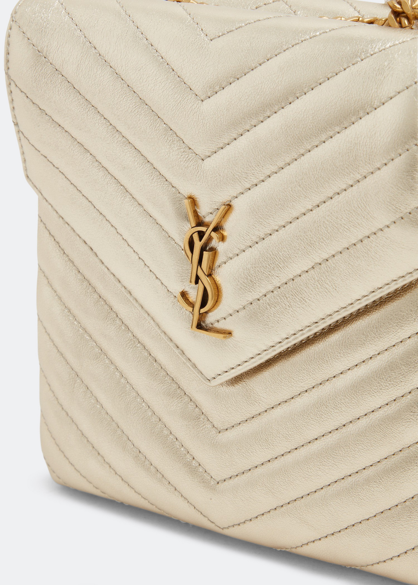 

Quilted double flap bag, Gold