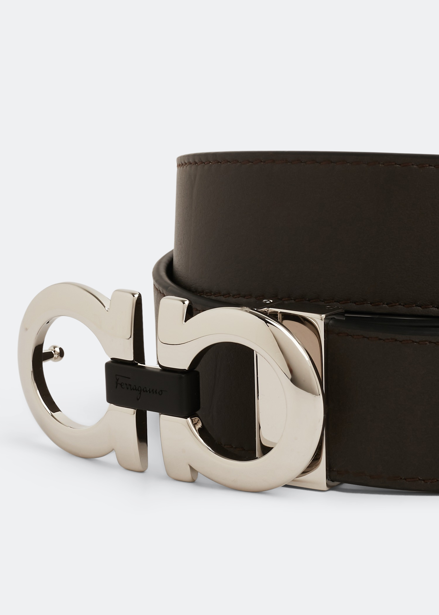 

Reversible Gancini belt, Brown