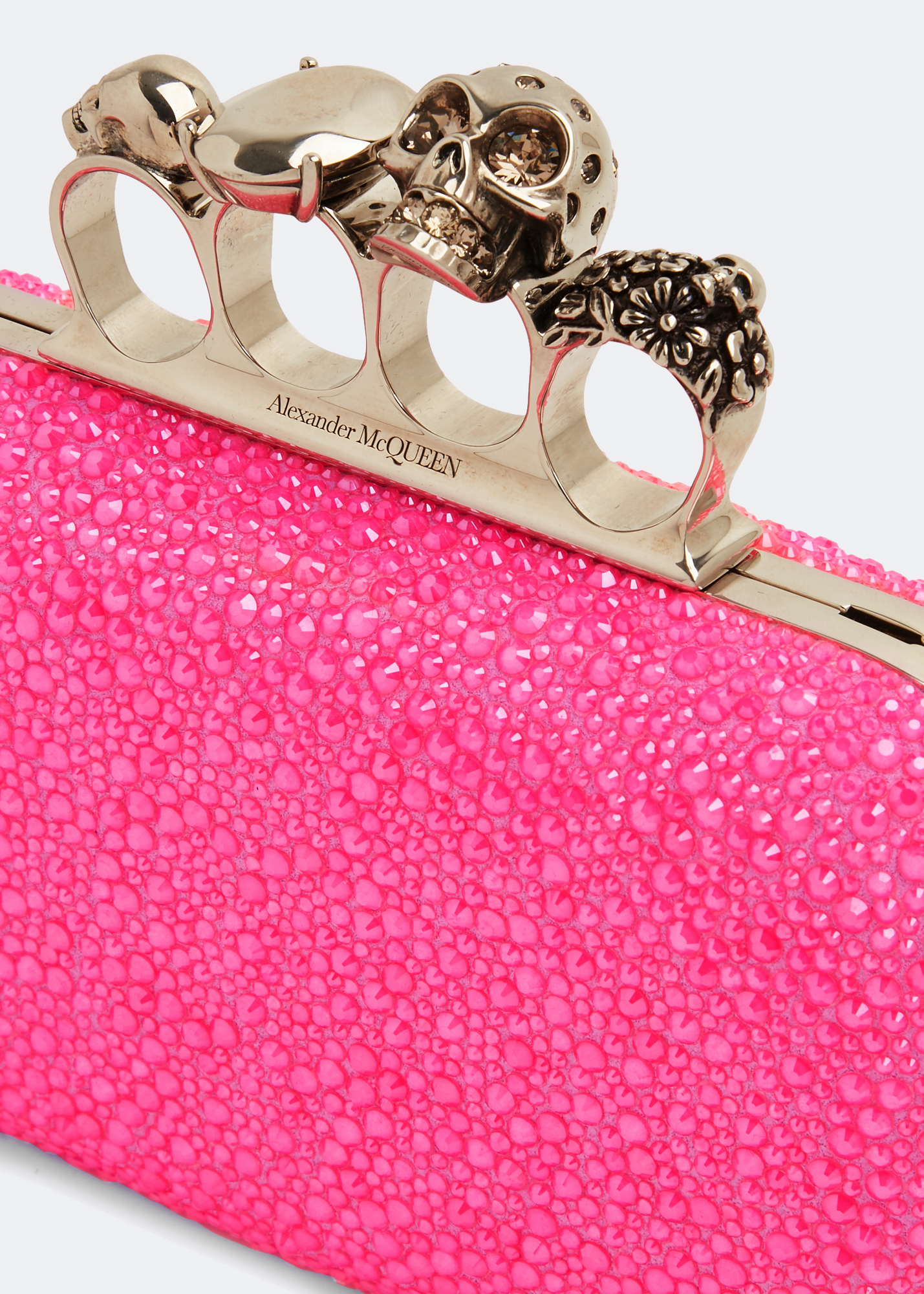 

Skull four-ring clutch, Pink