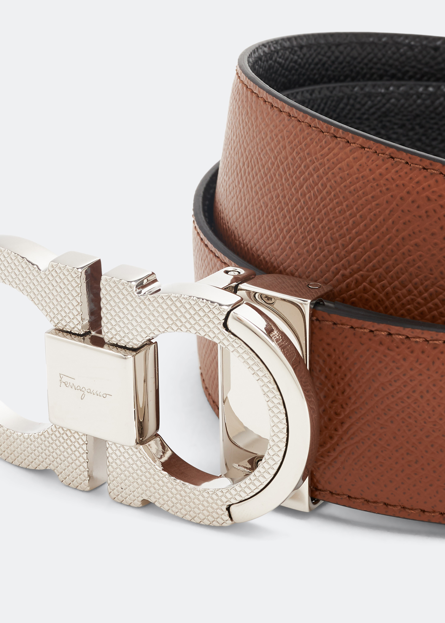 

Reversible Gancini belt, Brown