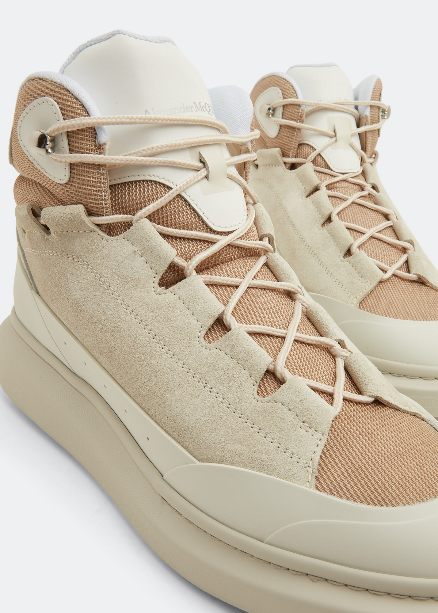 

High-top lace-up sneakers, Beige