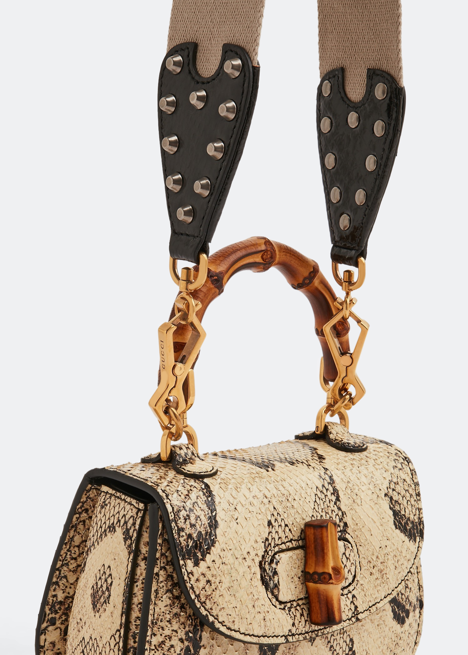 

Bamboo 1947 python mini bag, Beige