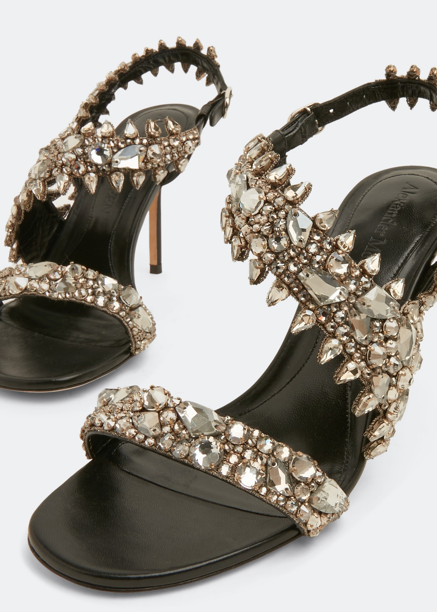 

Crystal embellished evening sandals, Black