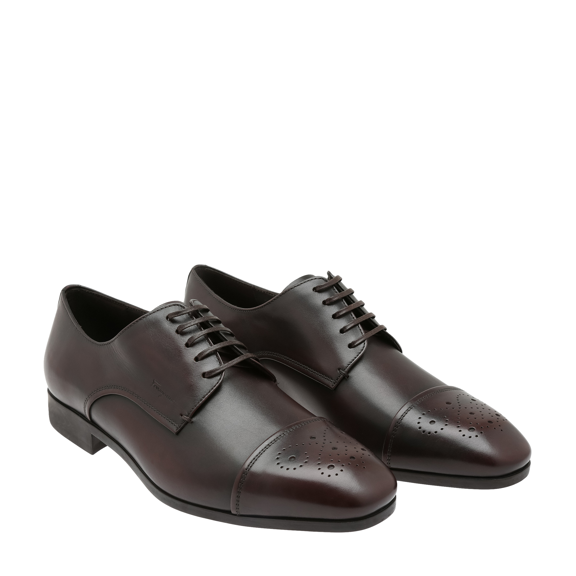 

Leather cap-toe derby shoes, Black