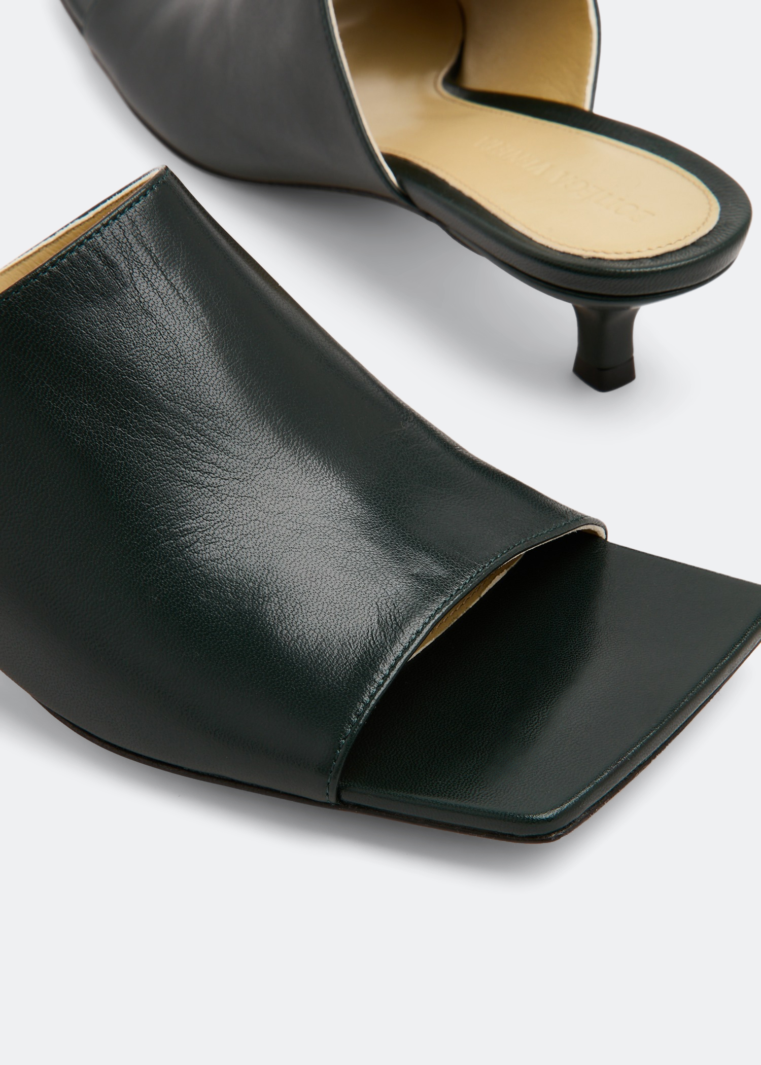 

Stretch leather mules, Green