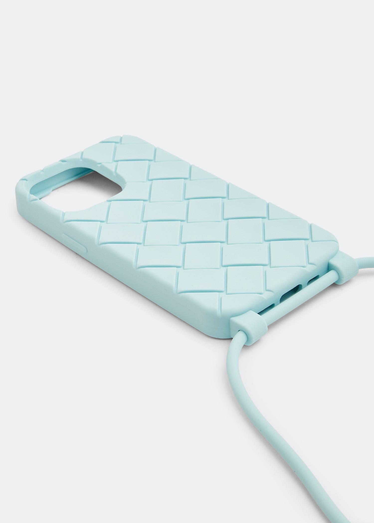 

Intrecciato iPhone 13 Pro case on strap, Blue