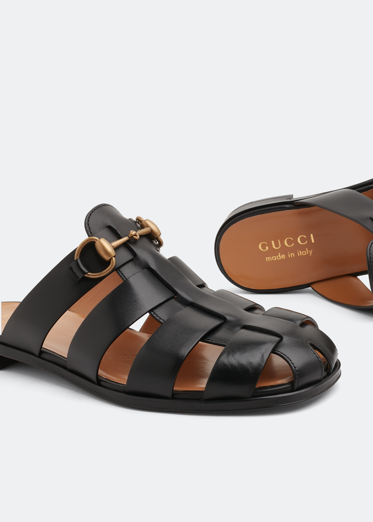 

Horsebit slide sandals, Black